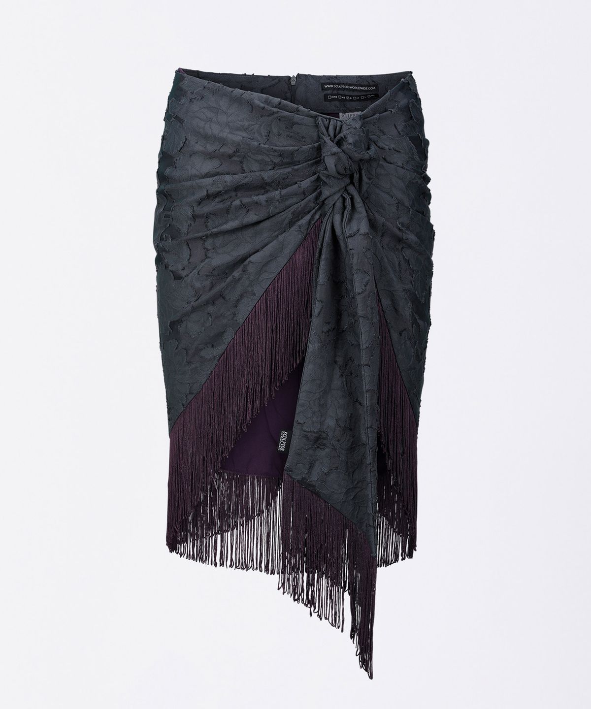 스컬프터(SCULPTOR) Fringe Tie Skirt Charcoal/Purple