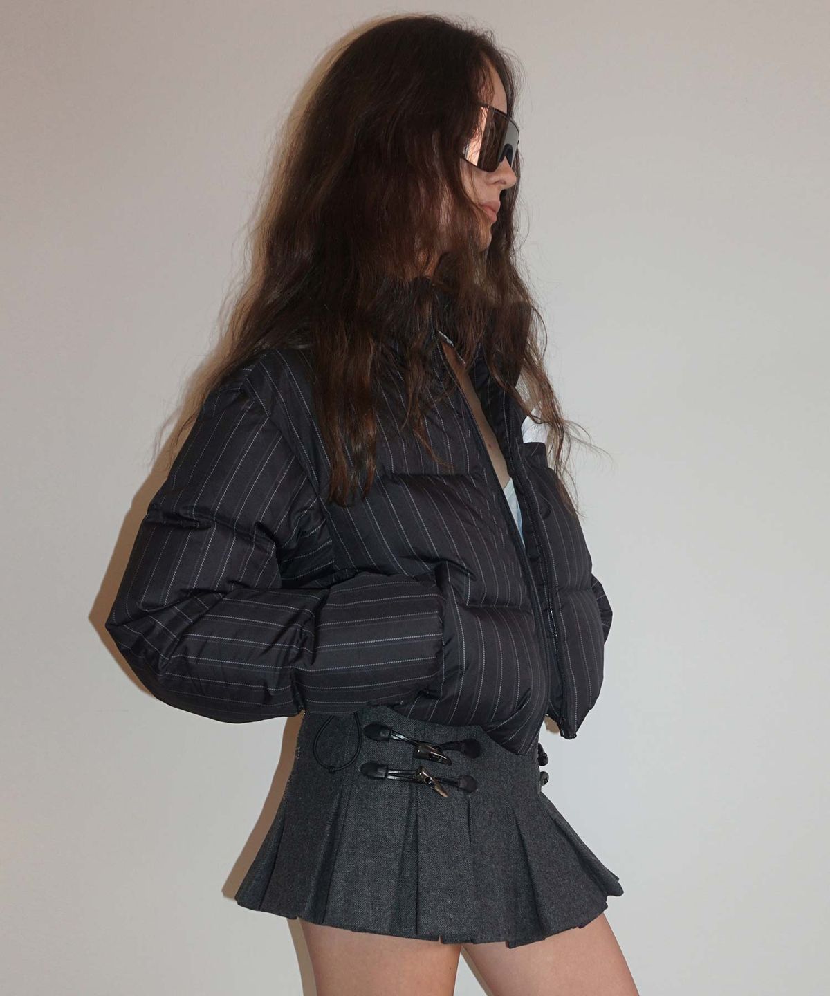 스컬프터(SCULPTOR) Wool Micro Wrap Skirt Gray