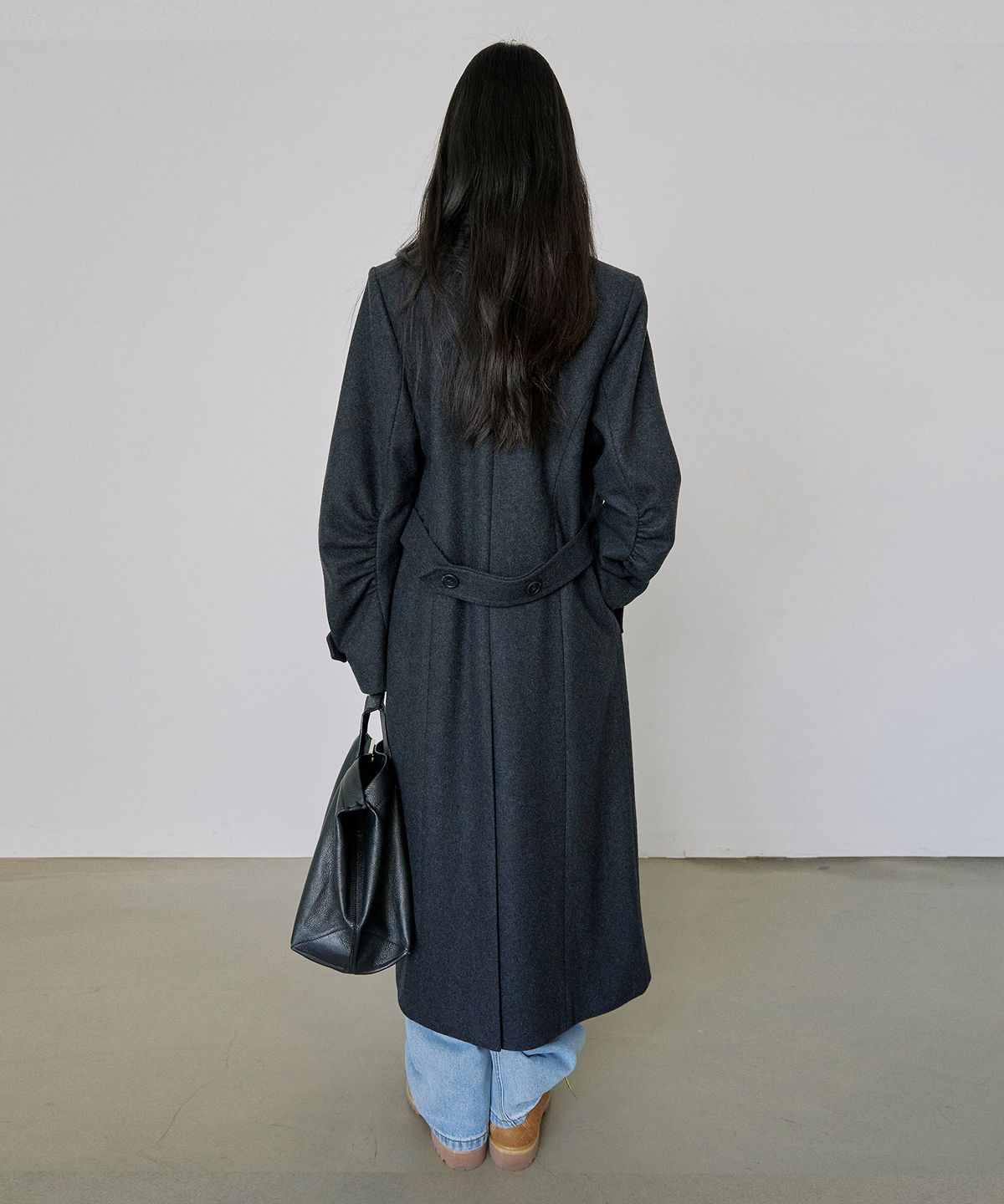 스컬프터(SCULPTOR) Tailored Wool Long Coat Charcoal