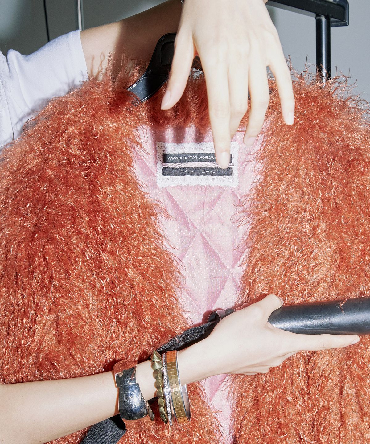 스컬프터(SCULPTOR) Faux Fur Middle Jacket Burnt Orange