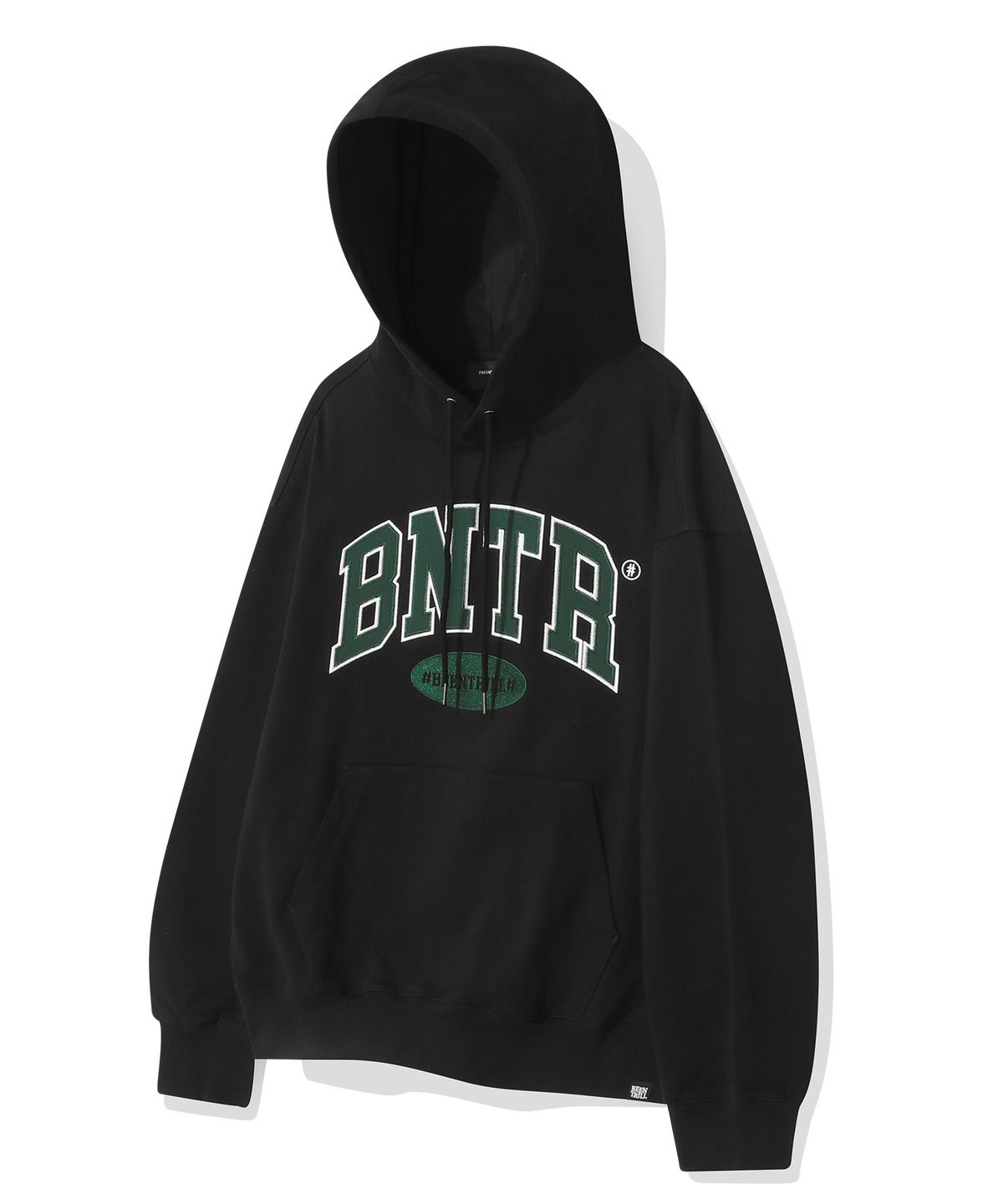 빈트릴(BEENTRILL) BNTR 아플리케 자수 후드(블랙)