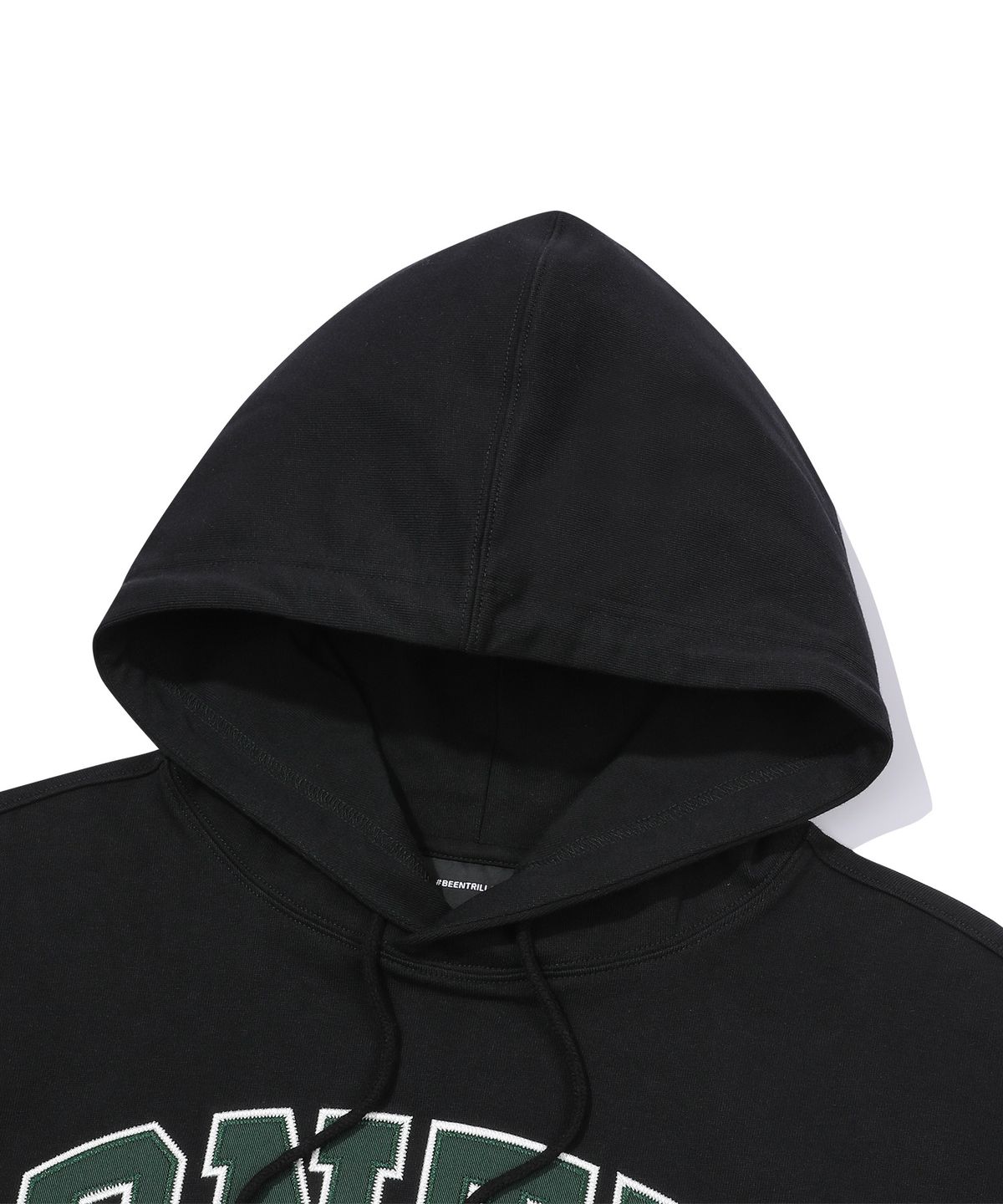 빈트릴(BEENTRILL) BNTR 아플리케 자수 후드(블랙)
