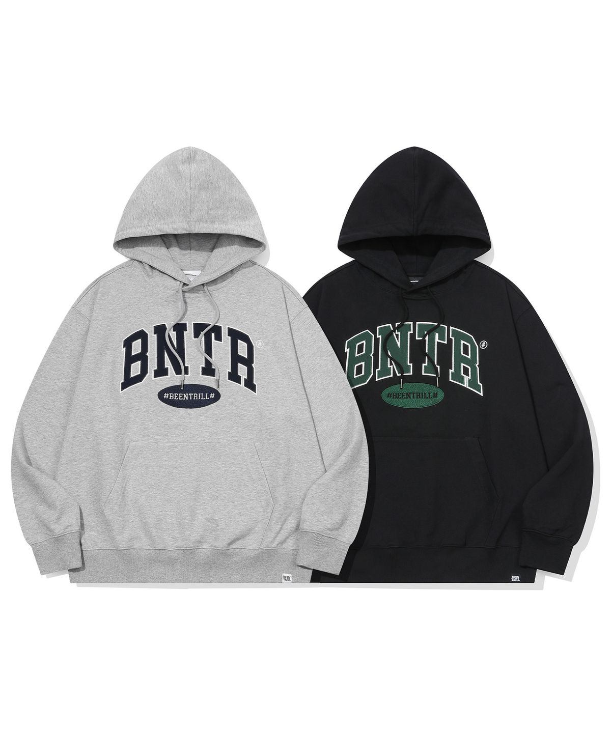 빈트릴(BEENTRILL) BNTR 아플리케 자수 후드(블랙)