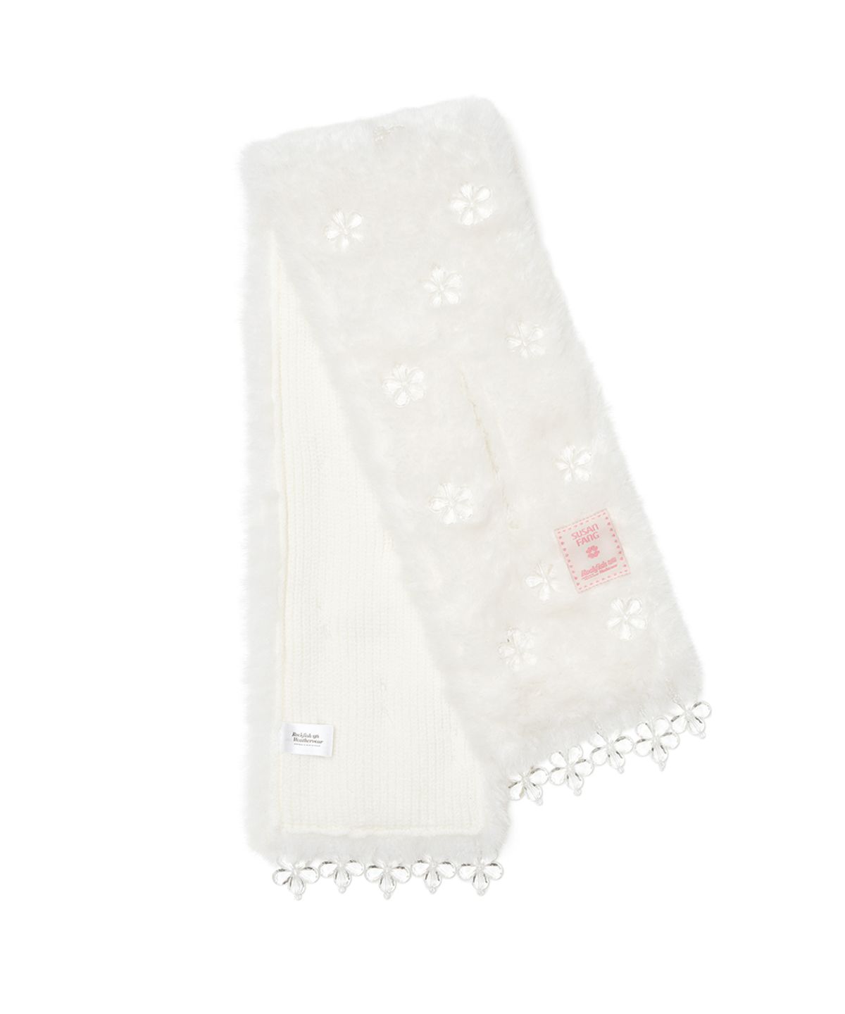 락피쉬웨더웨어(ROCKFISH WEATHERWEAR) [X SUSAN FANG] FURRY BUBBLE FLOWER SCARF - WHITE