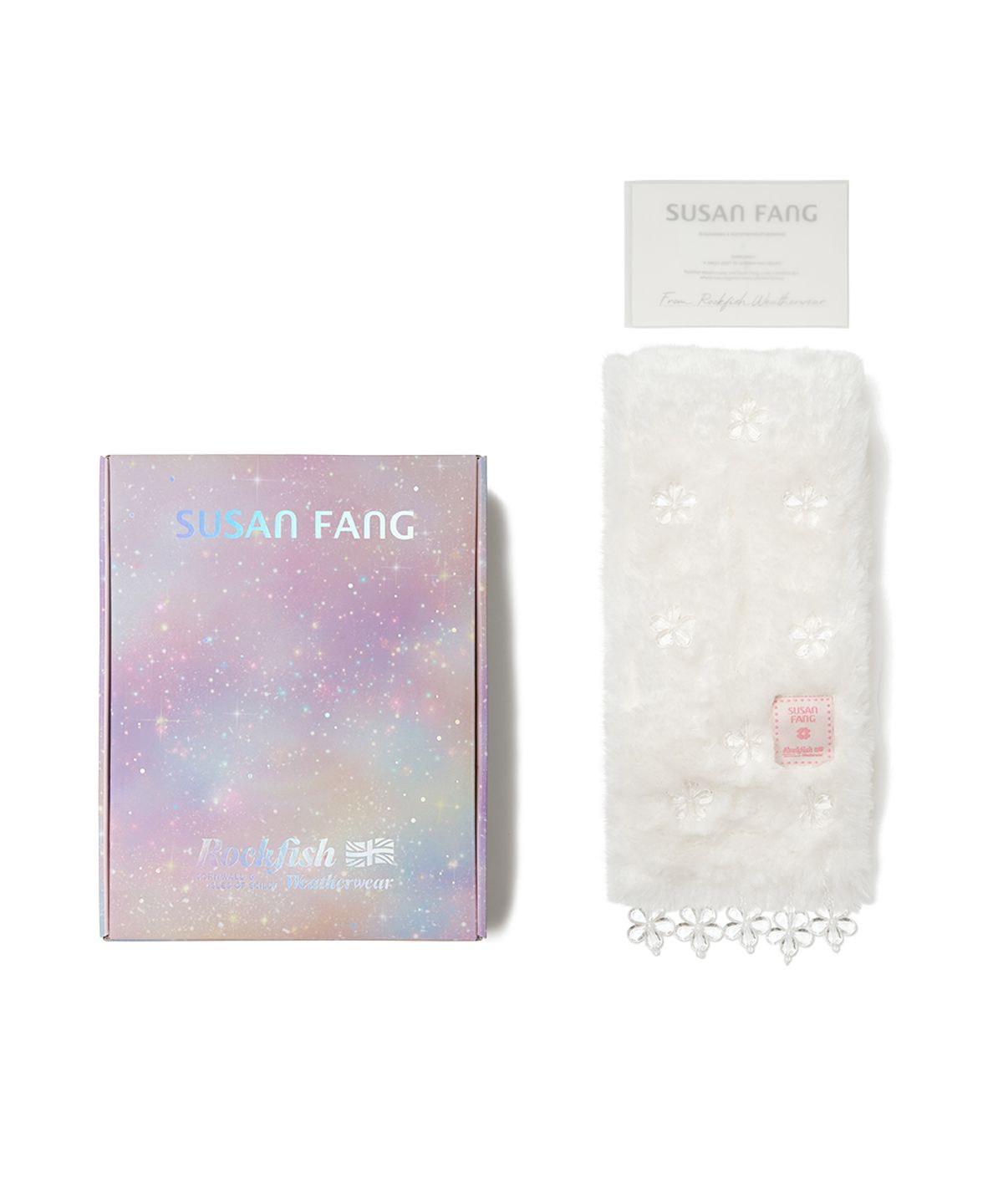 락피쉬웨더웨어(ROCKFISH WEATHERWEAR) [X SUSAN FANG] FURRY BUBBLE FLOWER SCARF - WHITE