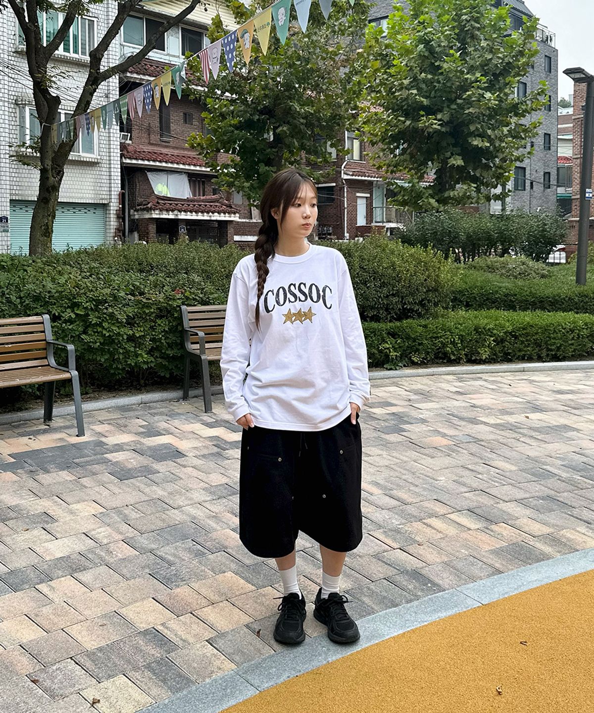 코소(COSO) 스타 크랙 롱슬리브 긴팔(WHITE)