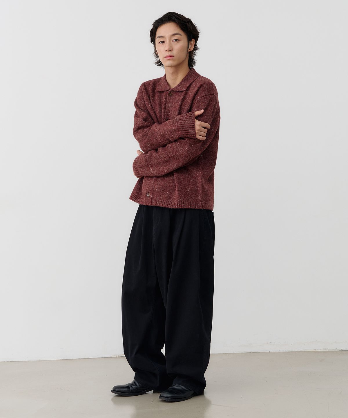 노운(NOUN) wide tapered chino pants (black)