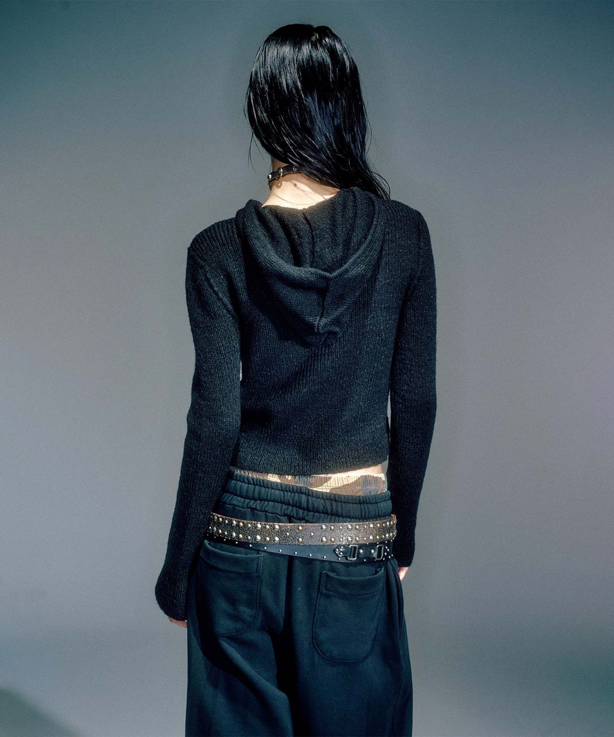 베이컨트 아카이브(VACANT ARCHIVE) KANNA BUCKLE HOODIE CARDIGAN BLACK