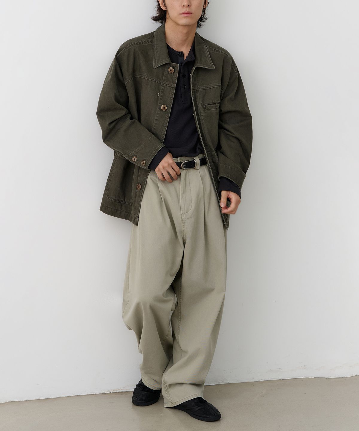 노운(NOUN) wide tapered chino pants (light gray)