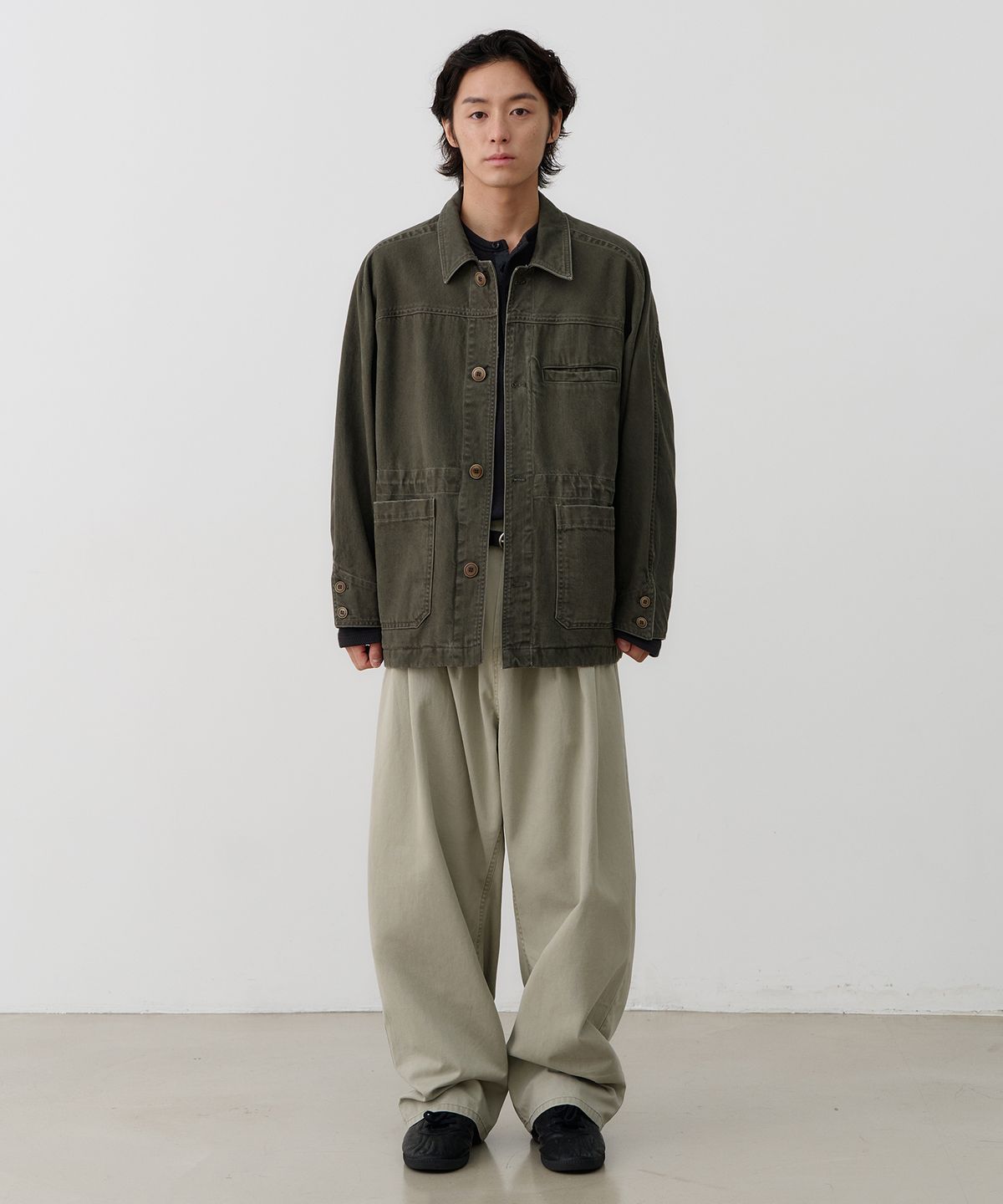 노운(NOUN) wide tapered chino pants (light gray)