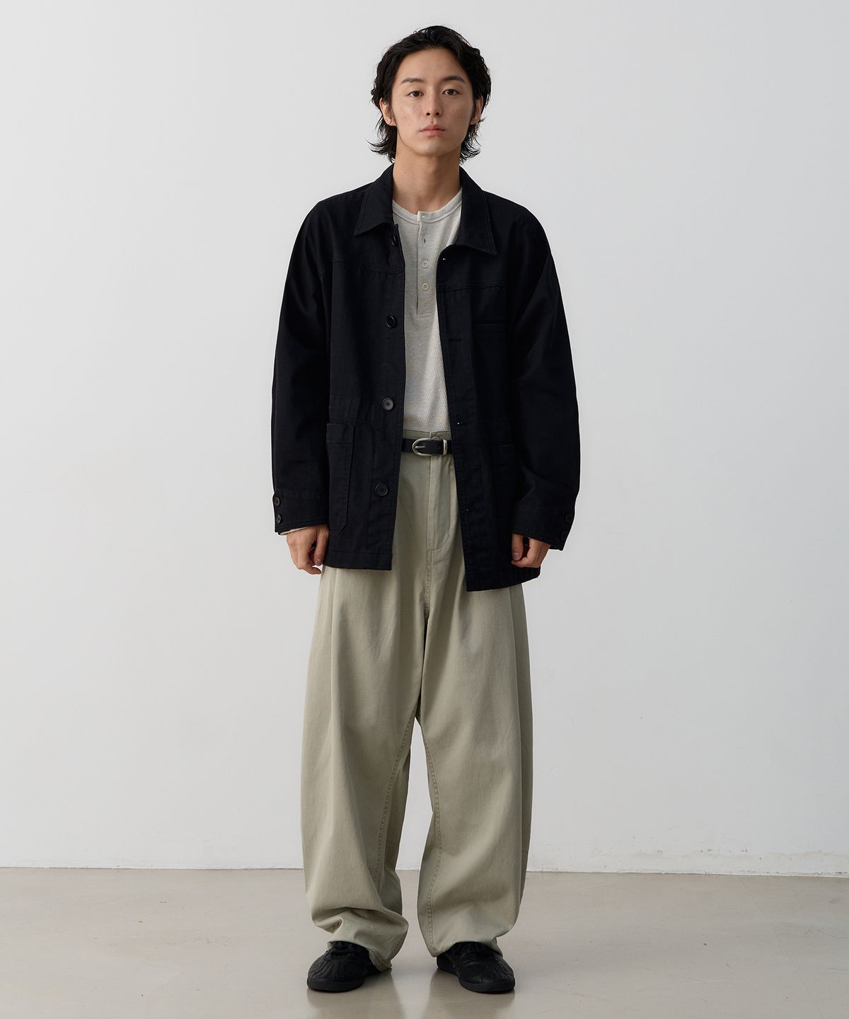 노운(NOUN) wide tapered chino pants (light gray)