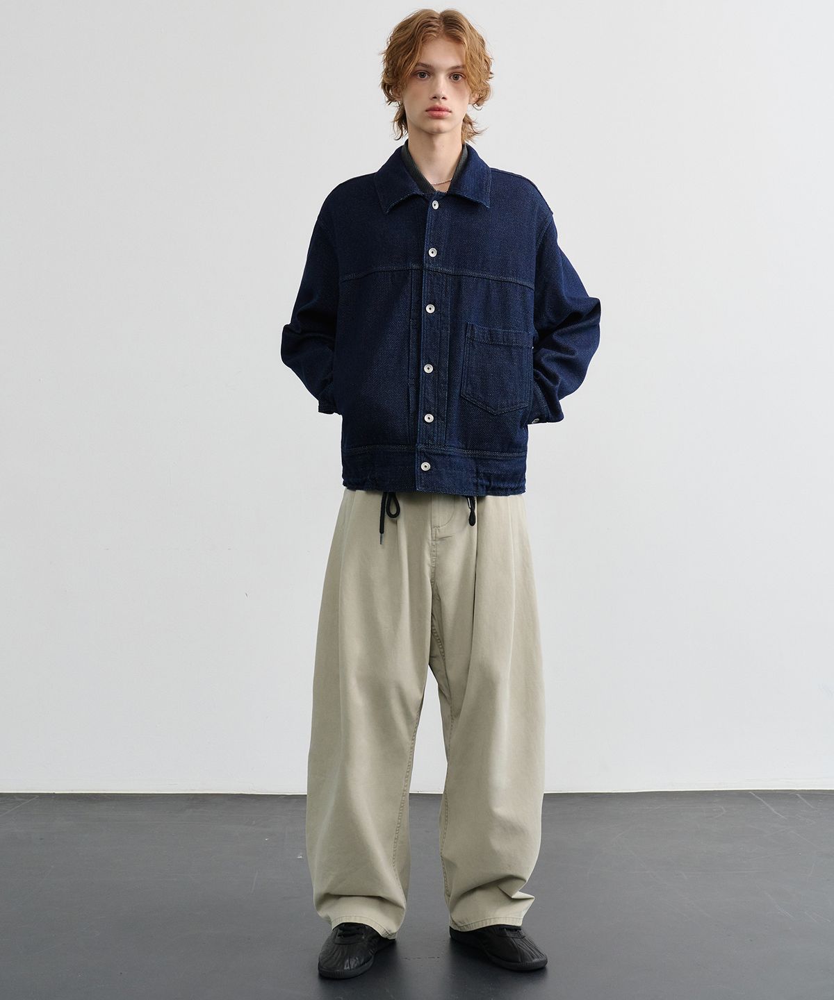 노운(NOUN) wide tapered chino pants (light gray)