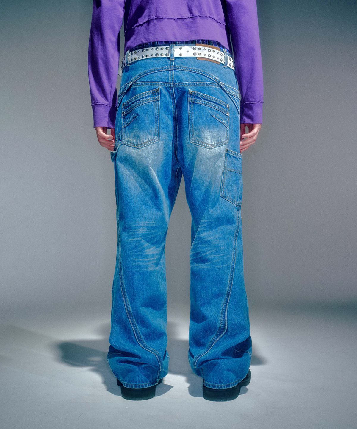 베이컨트 아카이브(VACANT ARCHIVE) ENDRICK DAMAGED DENIM PANTS LIGHT BLUE