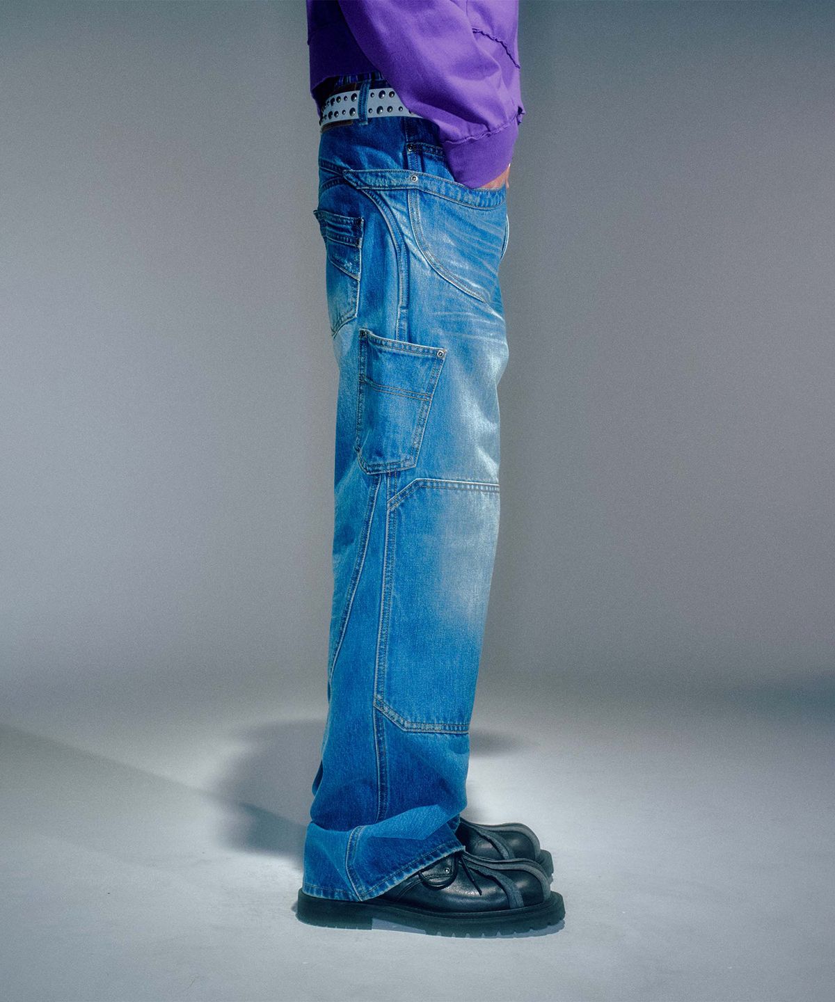 베이컨트 아카이브(VACANT ARCHIVE) ENDRICK DAMAGED DENIM PANTS LIGHT BLUE