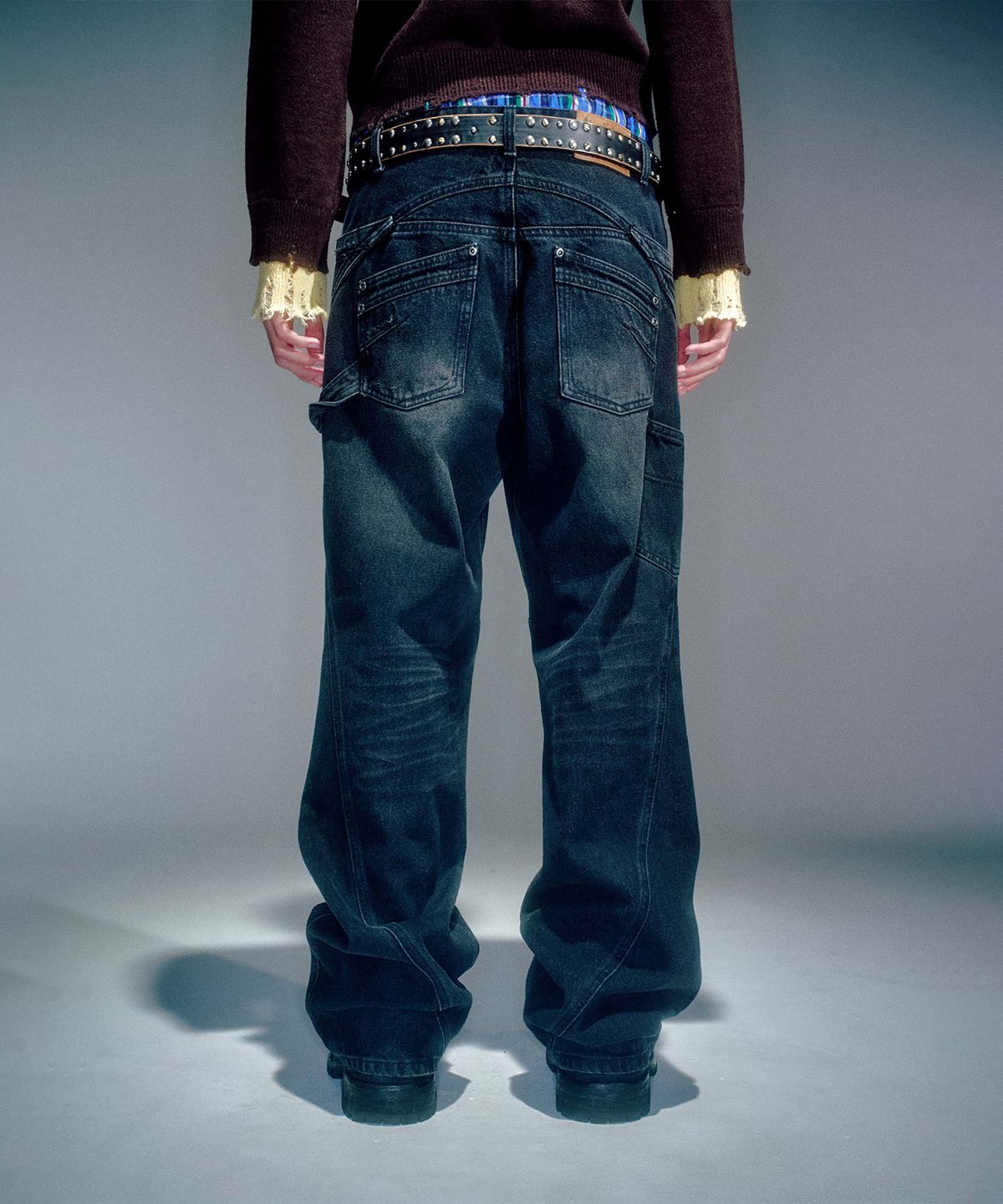 베이컨트 아카이브(VACANT ARCHIVE) ENDRICK DAMAGED DENIM PANTS BLACK