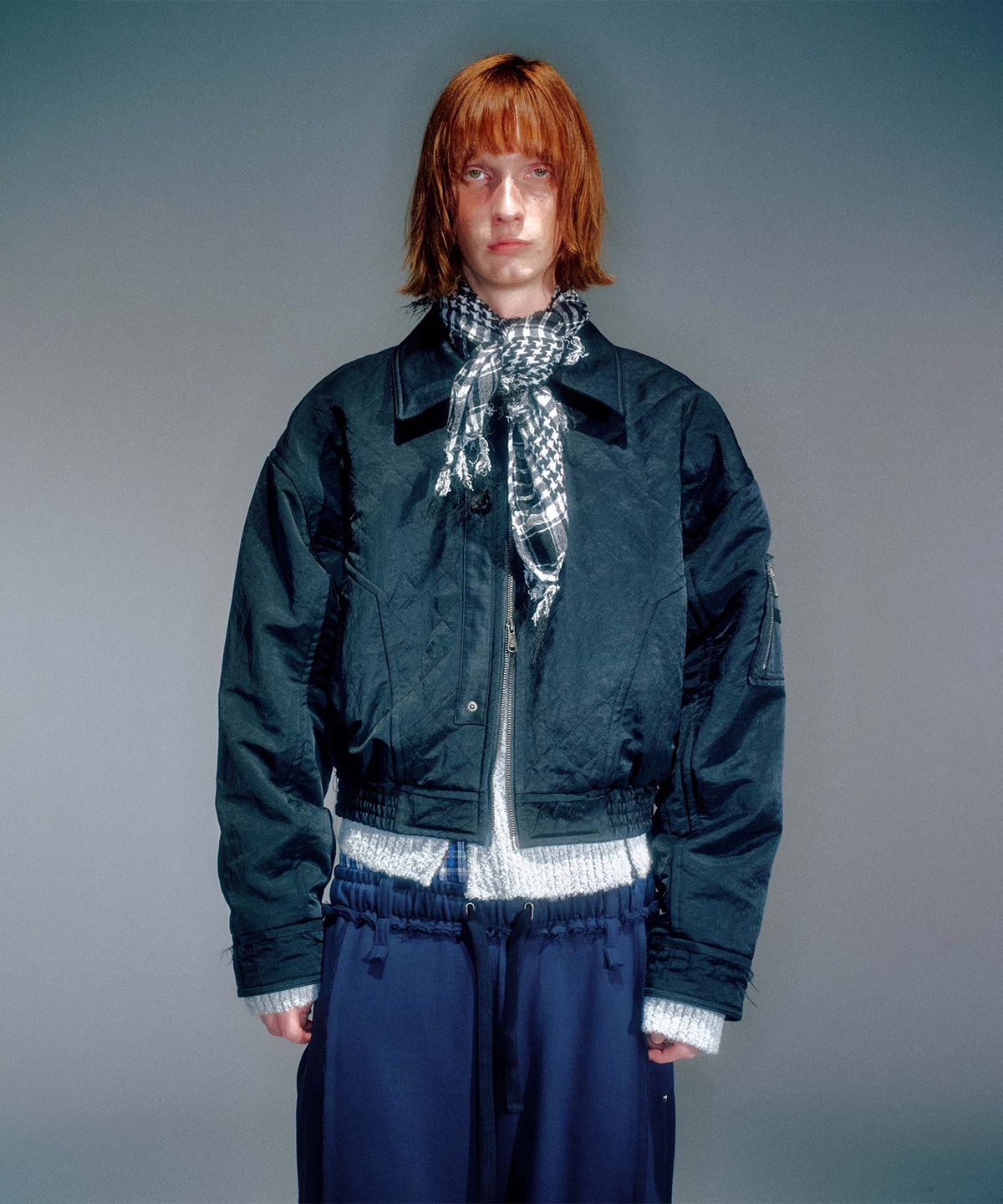 베이컨트 아카이브(VACANT ARCHIVE) MEN MATTY QUILTED BOMBER JACKET BLACK