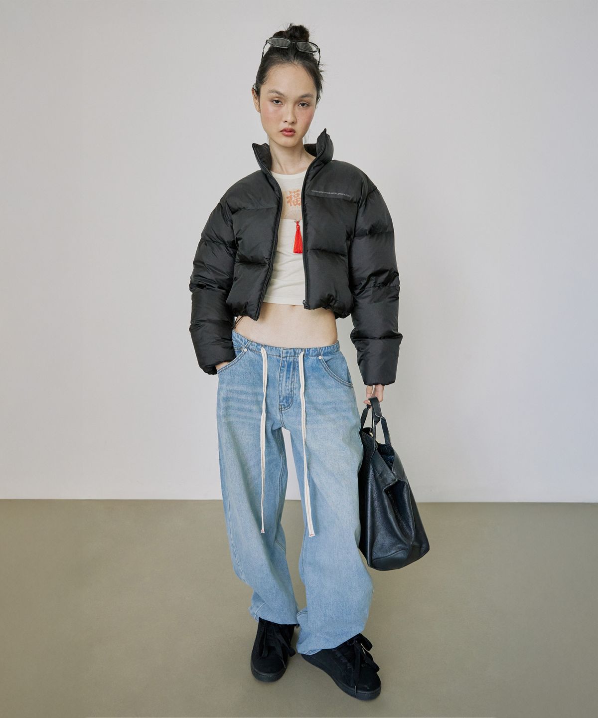 스컬프터(SCULPTOR) Matte Cropped Puffer Down Black