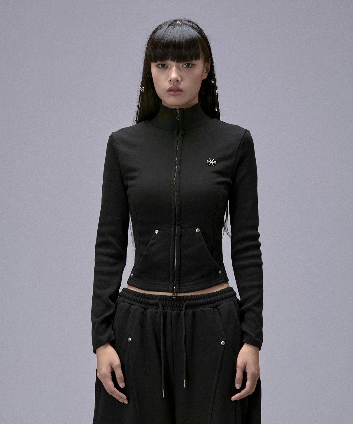키치앤키스(KITSCH&KISS) High Neck Slim Fit Jacket (25FOU-JCKT01)