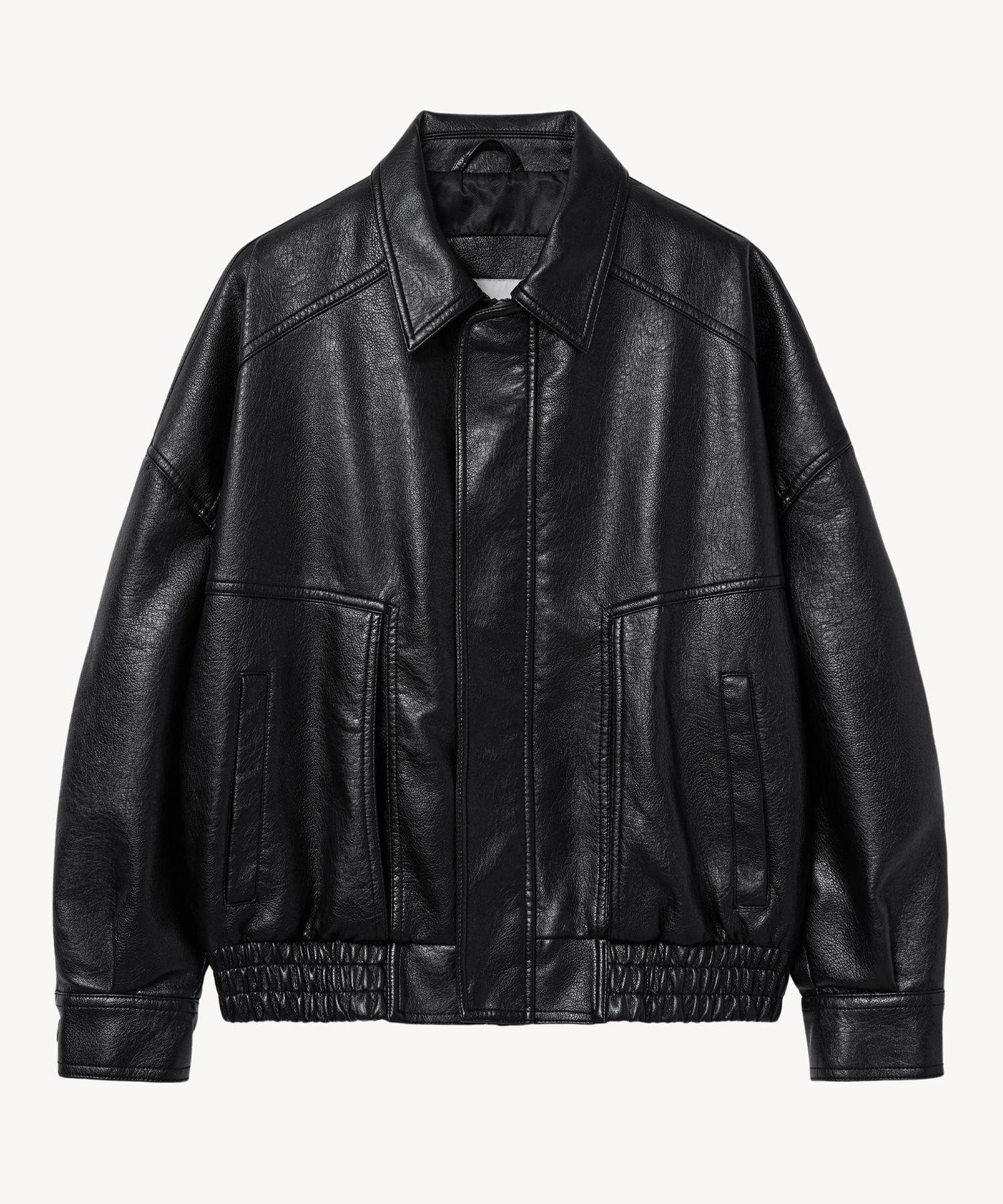 MUSINSA | LADY VOLUME 9211 Washing Leather Jacket (BLACK)