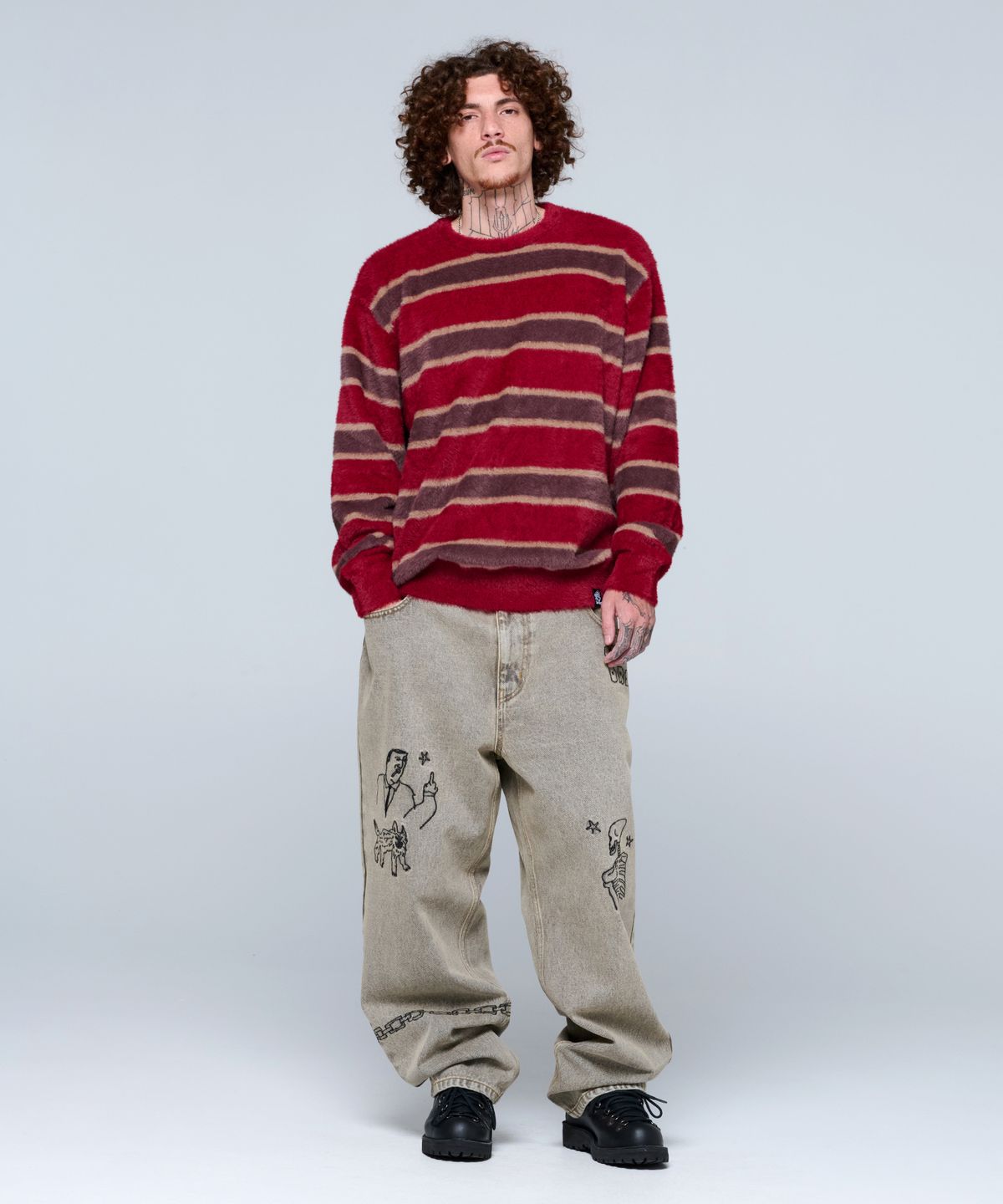 위캔더스(WKNDRS) TATTOO DENIM PANTS (BEIGE)