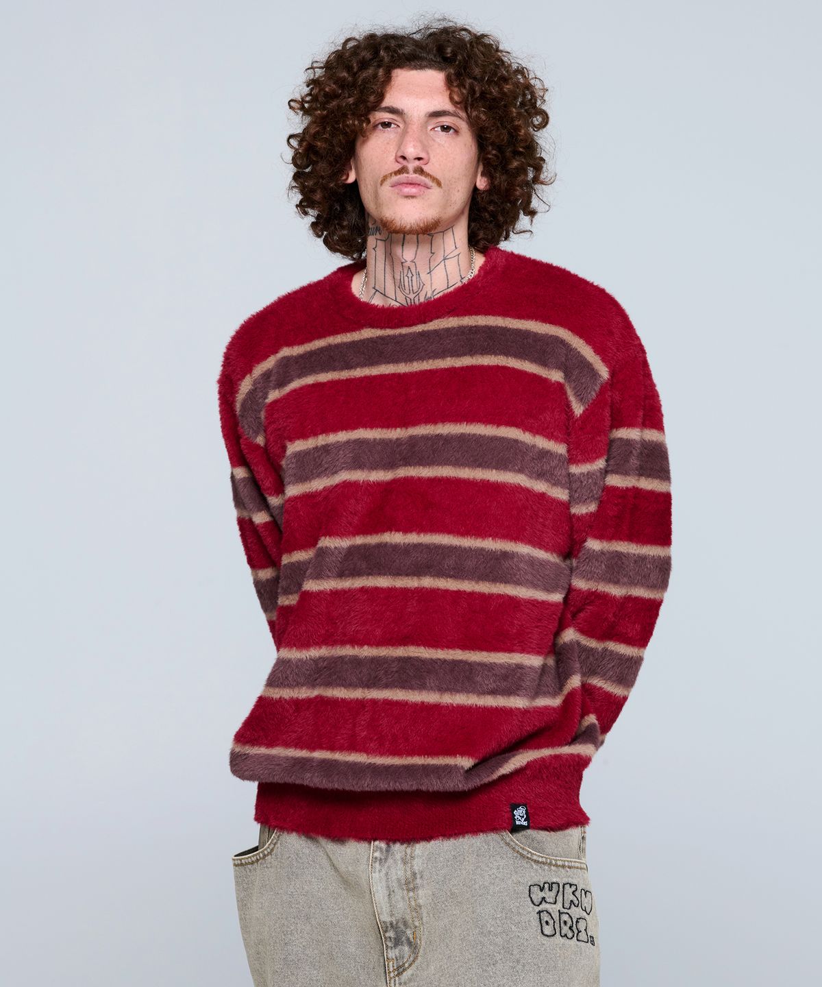 위캔더스(WKNDRS) STRIPED KNIT SWEATER (BURGUNDY)