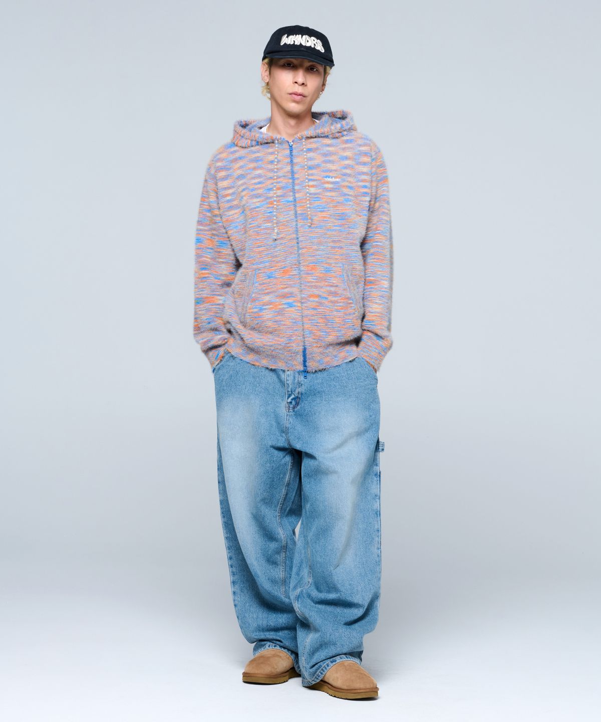 위캔더스(WKNDRS) MULTI STRIPED HAIRY ZIPUP (ORANGE)