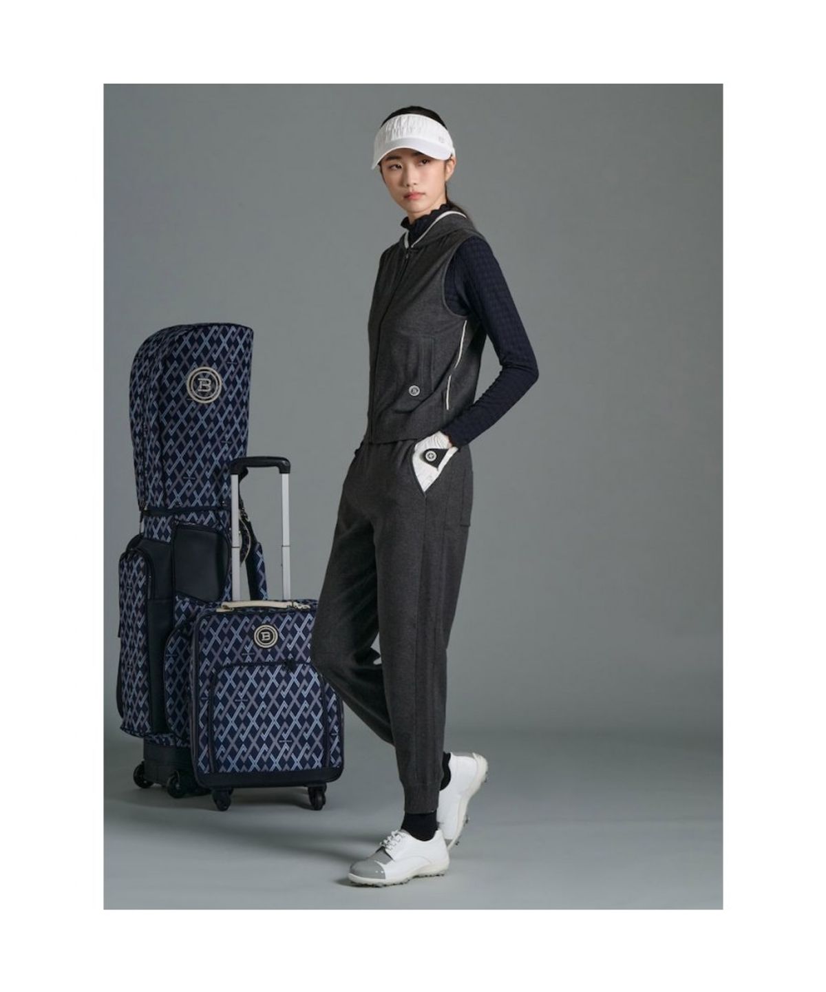 빈폴골프(BEANPOLE GOLF) 여성 니트 조거 팬츠 - 그레이