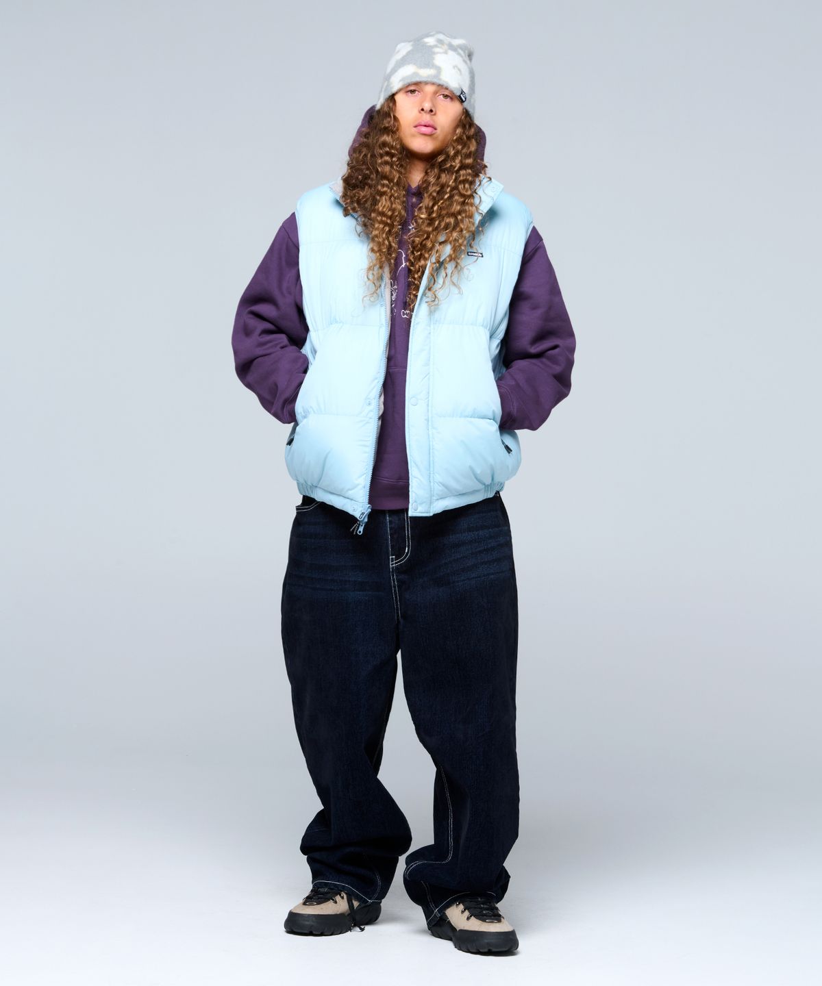 위캔더스(WKNDRS) PUZZLE PUFFER VEST (L.BLUE)