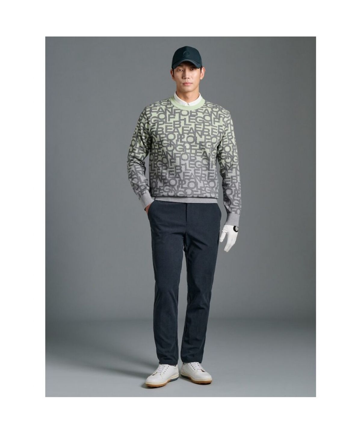 빈폴골프(BEANPOLE GOLF) 남성 로고 자카드 그라데이션 니트 - 그린