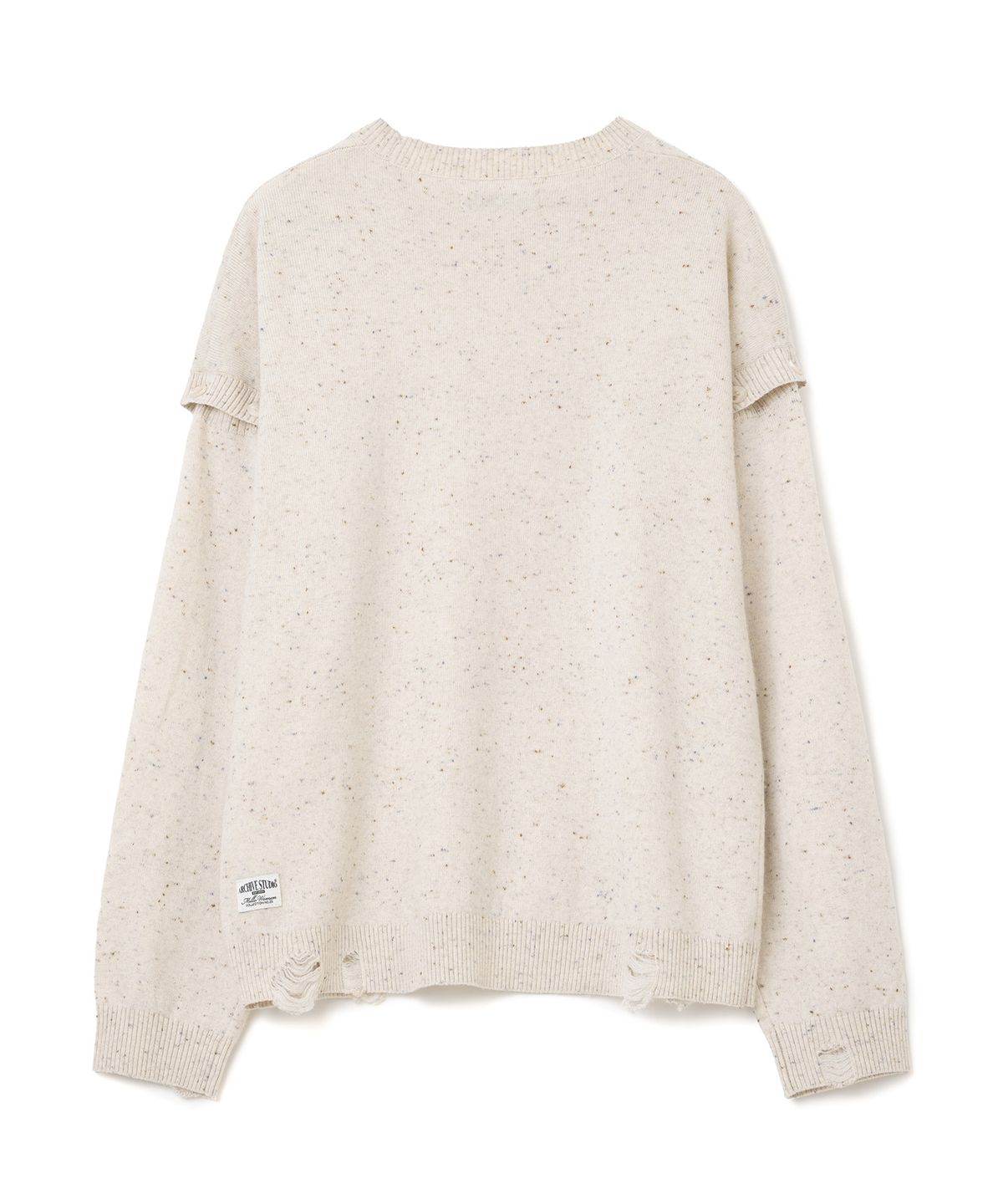 밀로 우먼(MILLO WOMEN) 버튼 데미지 니트 탑 [에크루]