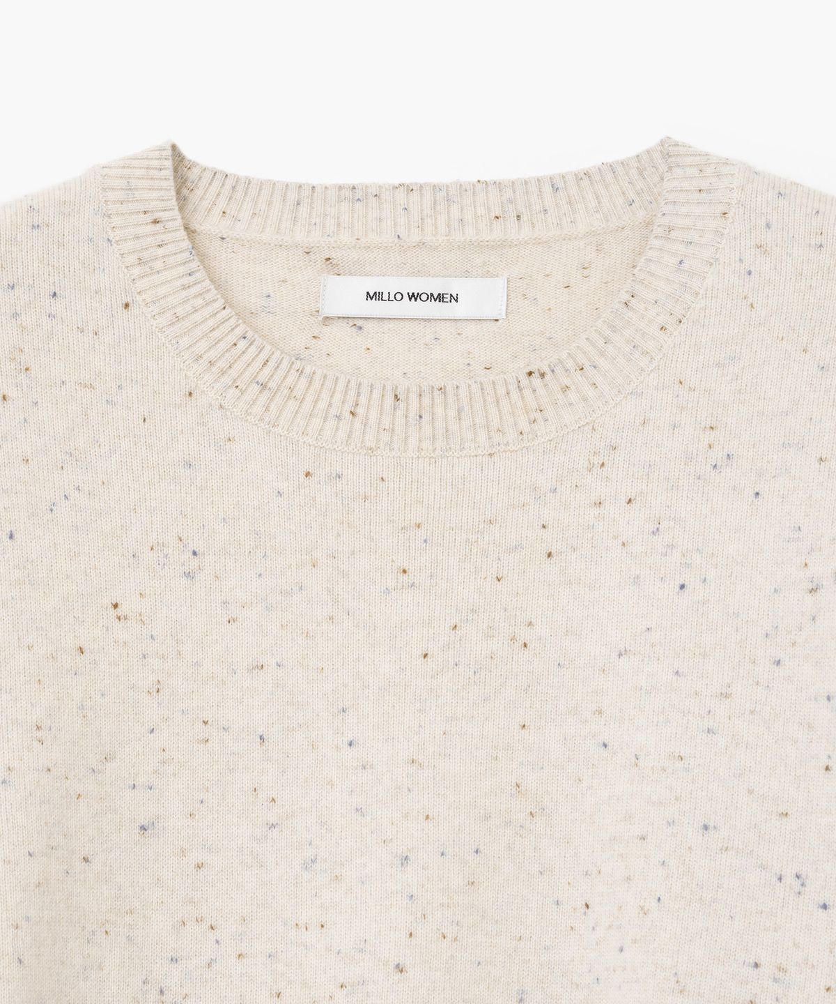밀로 우먼(MILLO WOMEN) 버튼 데미지 니트 탑 [에크루]