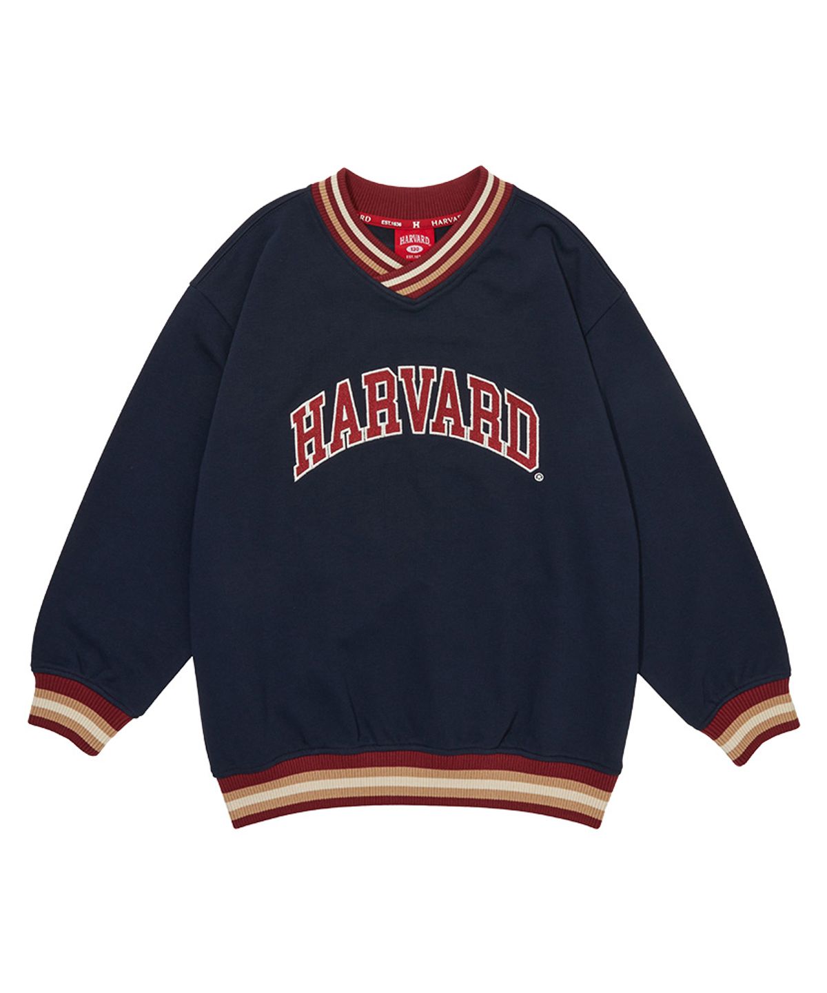 하버드 키즈(HARVARD KIDS) 오픈넥 라인 배색 맨투맨 B5F002