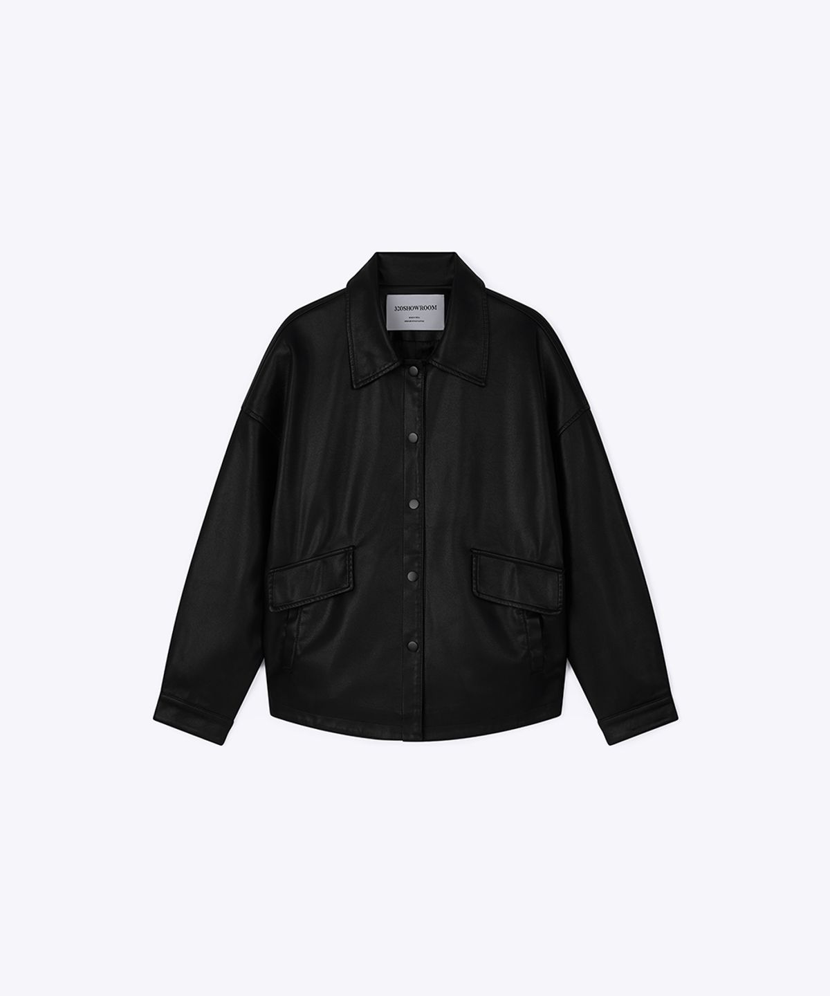 320쇼룸(320SHOWROOM) Loose Fit Faux Leather Jacket Black