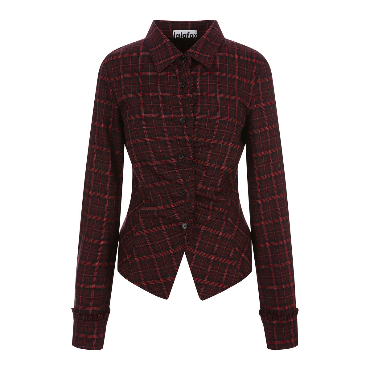 라라폭스(LALAFOX) FRILL SLIM CHECK SHIRT RED 체크셔츠 BR4WB002