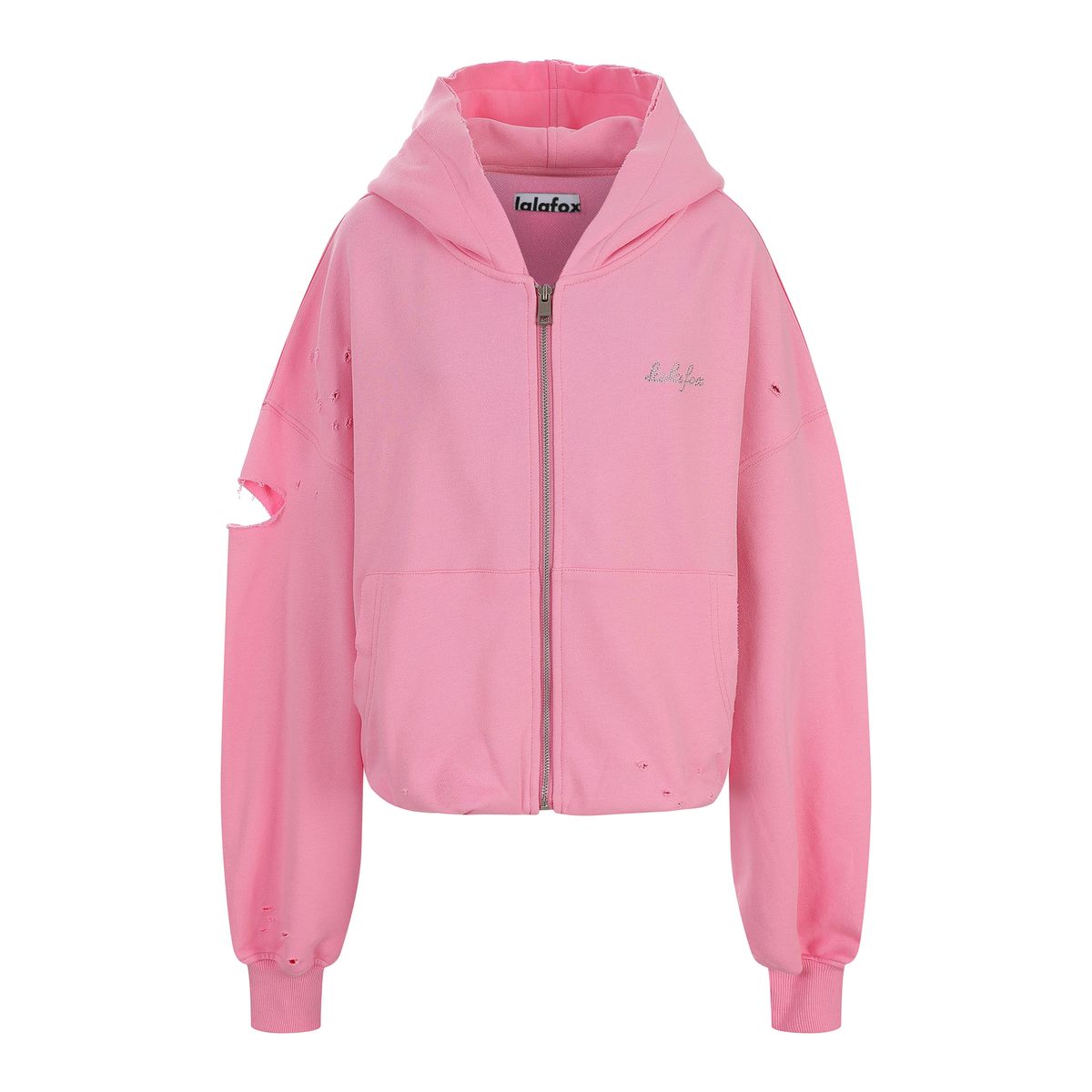 라라폭스(LALAFOX) DESTROYED HOODIE ZIP-UP PINK 후드 집업 BR4CJ002