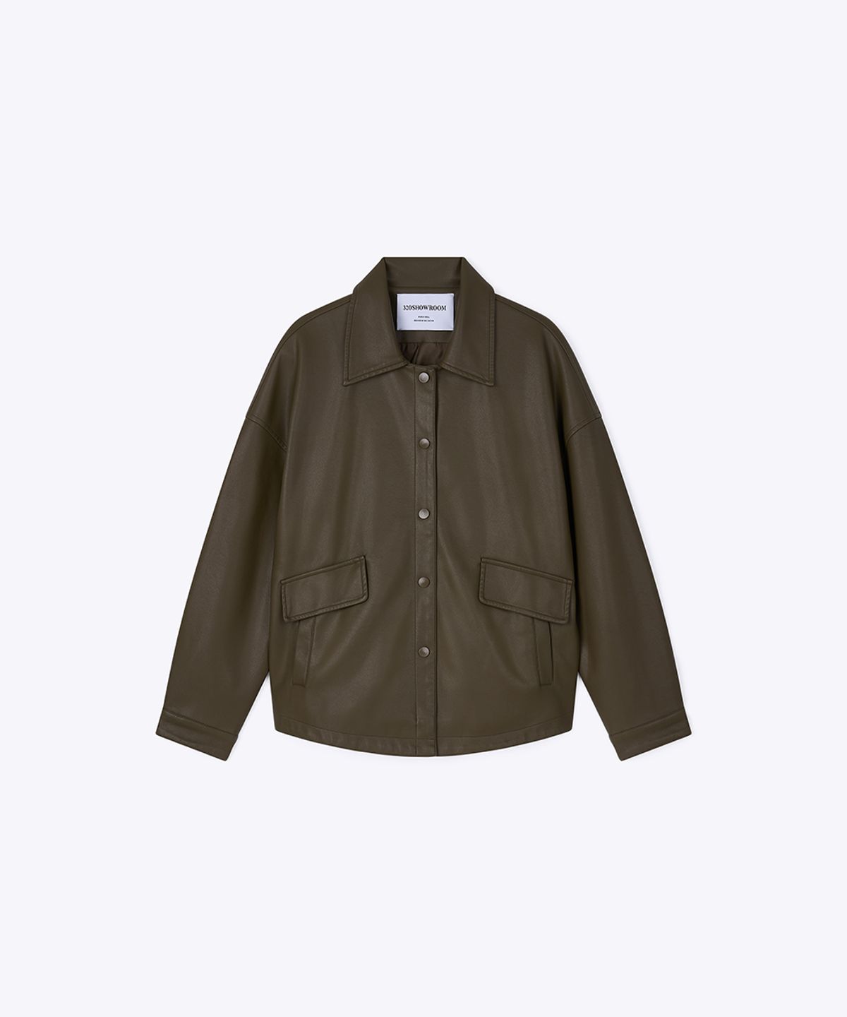320쇼룸(320SHOWROOM) Loose Fit Faux Leather Jacket Khaki