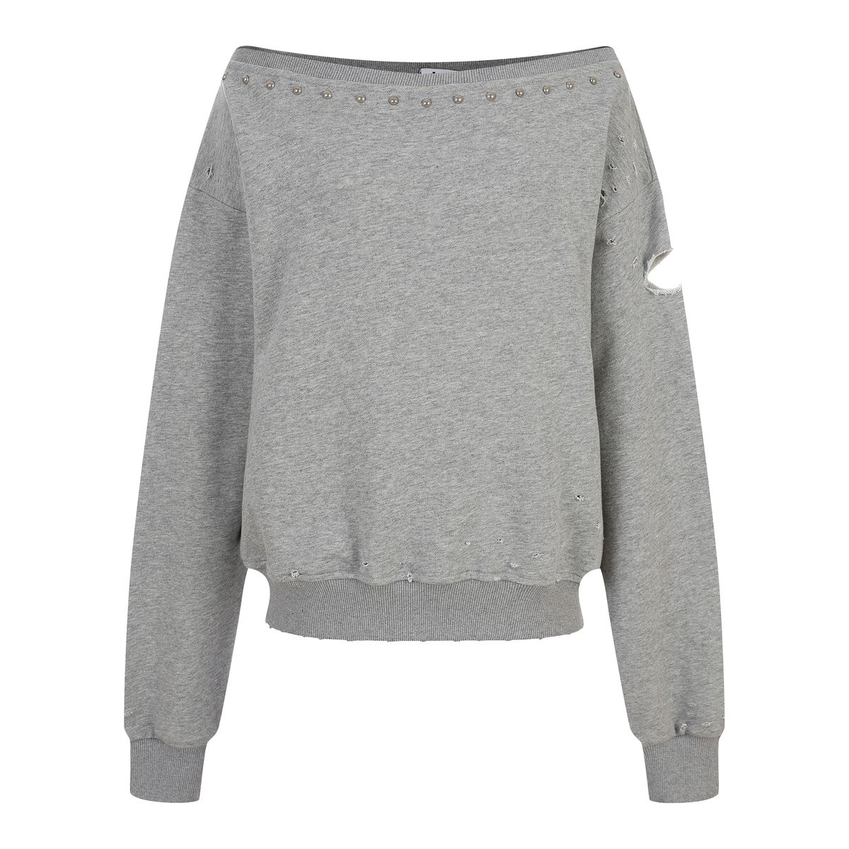 라라폭스(LALAFOX) STUD OFF-SHOULDER SWEATSHIRT GREY 스웨트셔츠 BR4CL004