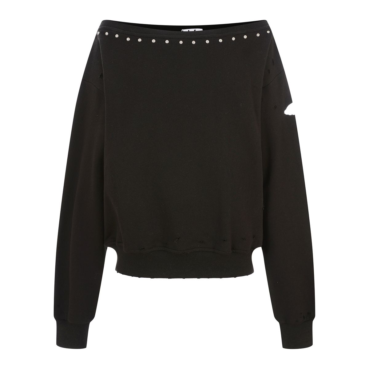 라라폭스(LALAFOX) STUD OFF-SHOULDER SWEATSHIRT BLACK 스웨트셔츠 BR4CL005