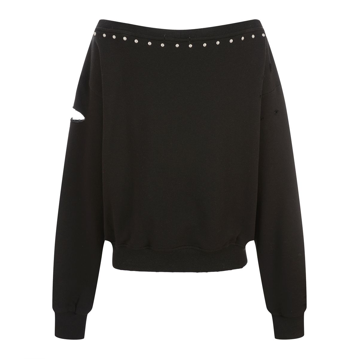 라라폭스(LALAFOX) STUD OFF-SHOULDER SWEATSHIRT BLACK 스웨트셔츠 BR4CL005