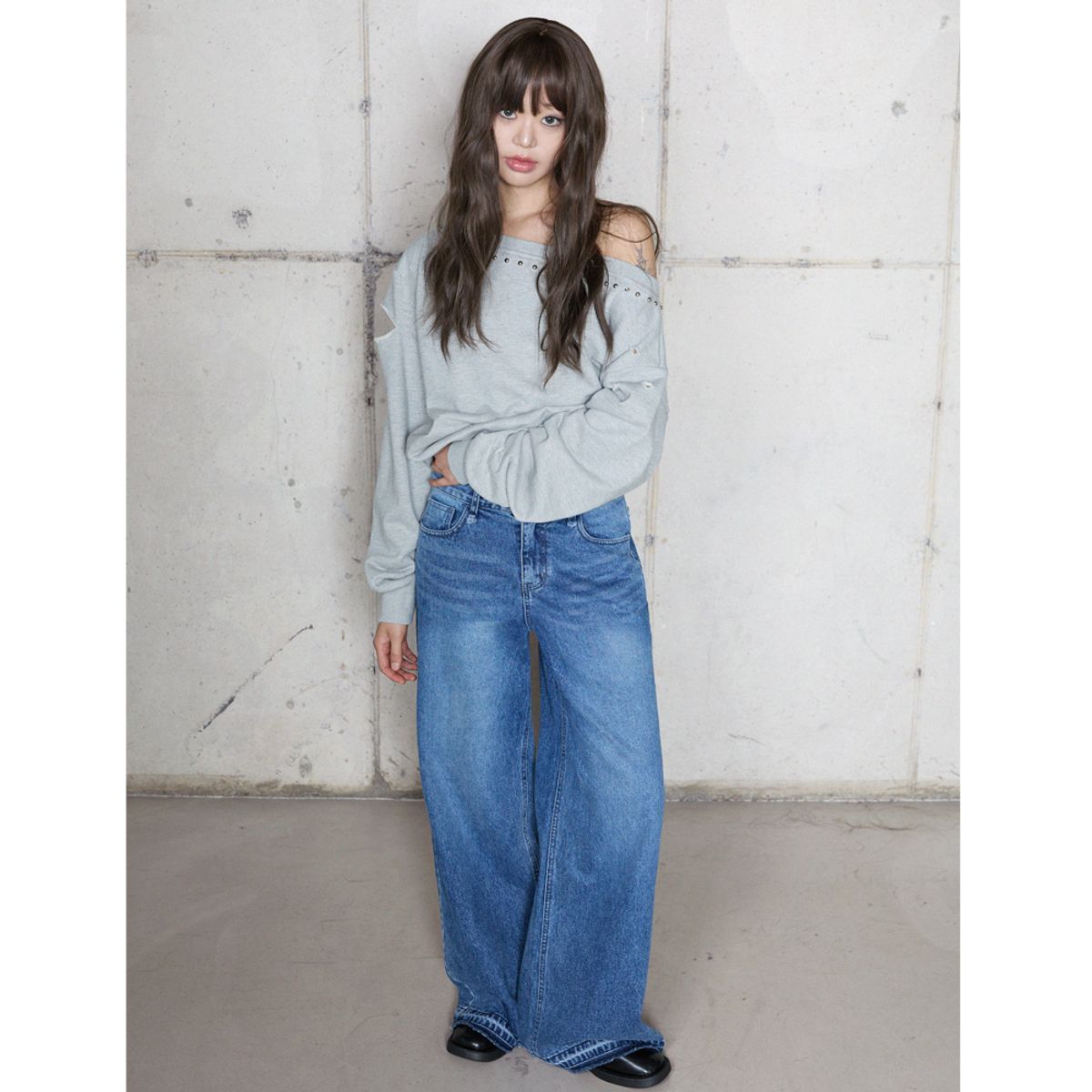 라라폭스(LALAFOX) WASHING WIDE DENIM PANTS BLUE 데님팬츠 BR4DP005