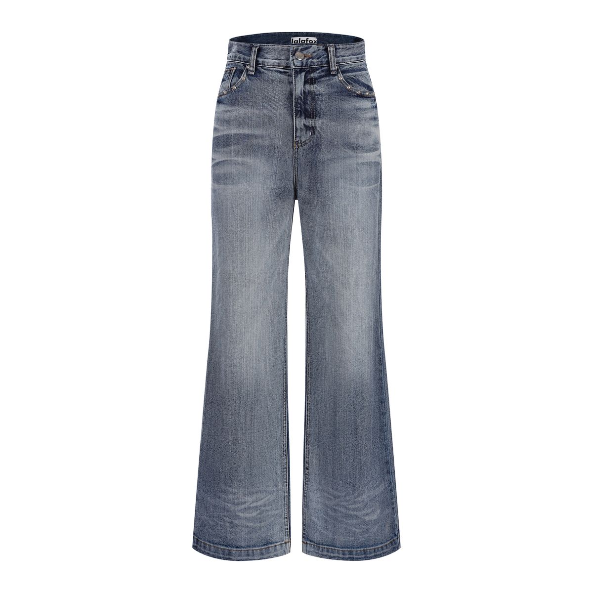 라라폭스(LALAFOX) STUD SEMI-WIDE DENIM PANTS LIGHT BLUE 데님 팬츠 BR4DP007