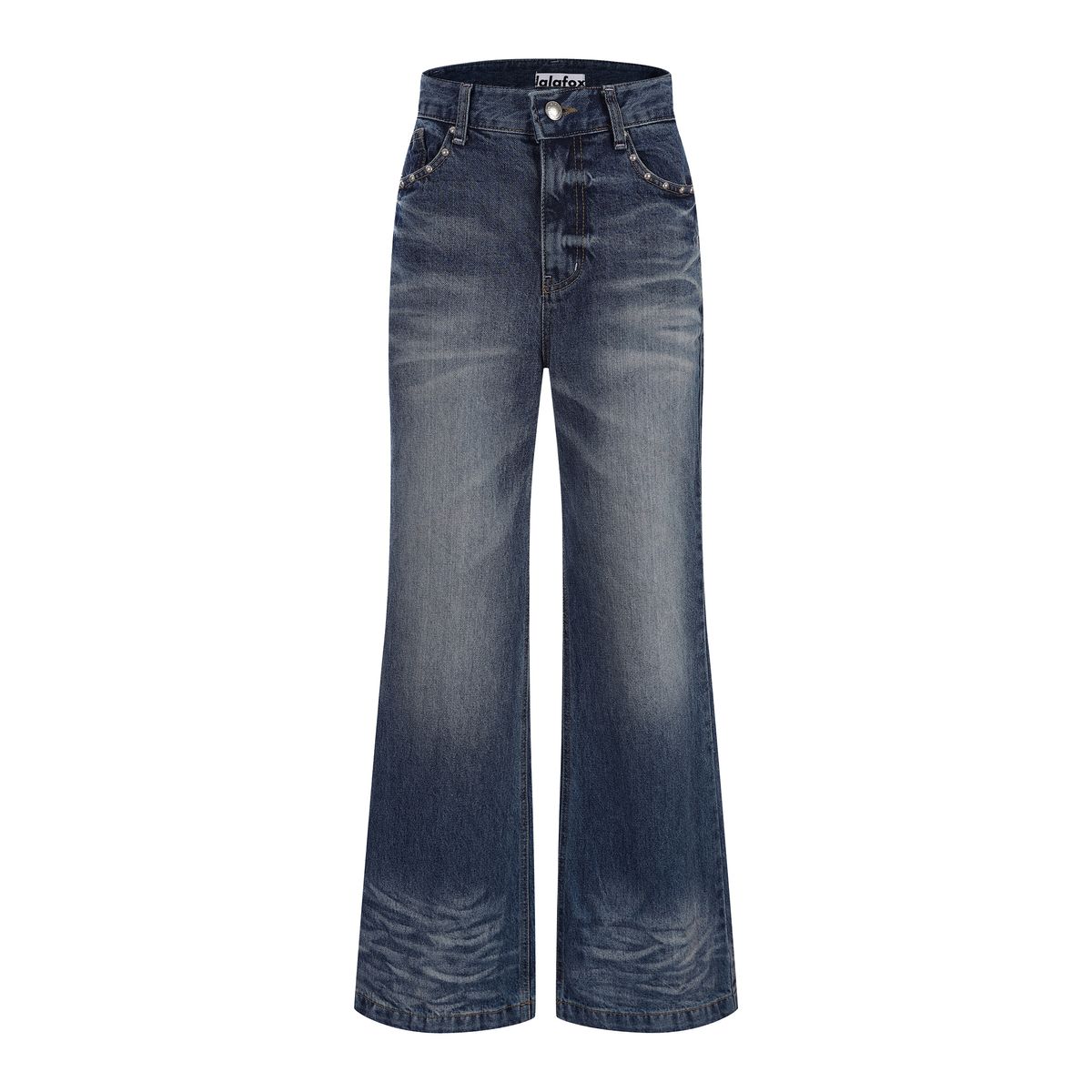 라라폭스(LALAFOX) STUD SEMI-WIDE DENIM PANTS BLUE 데님 팬츠 BR4DP006