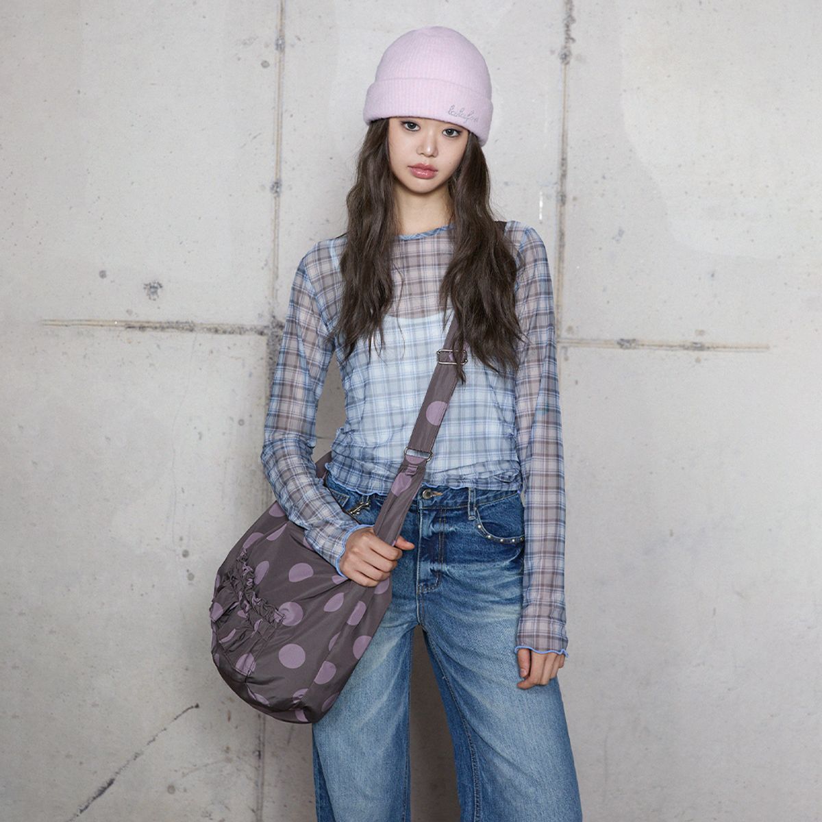 라라폭스(LALAFOX) MESH CHECK TOP BLUE 메쉬 탑 BR4CL012