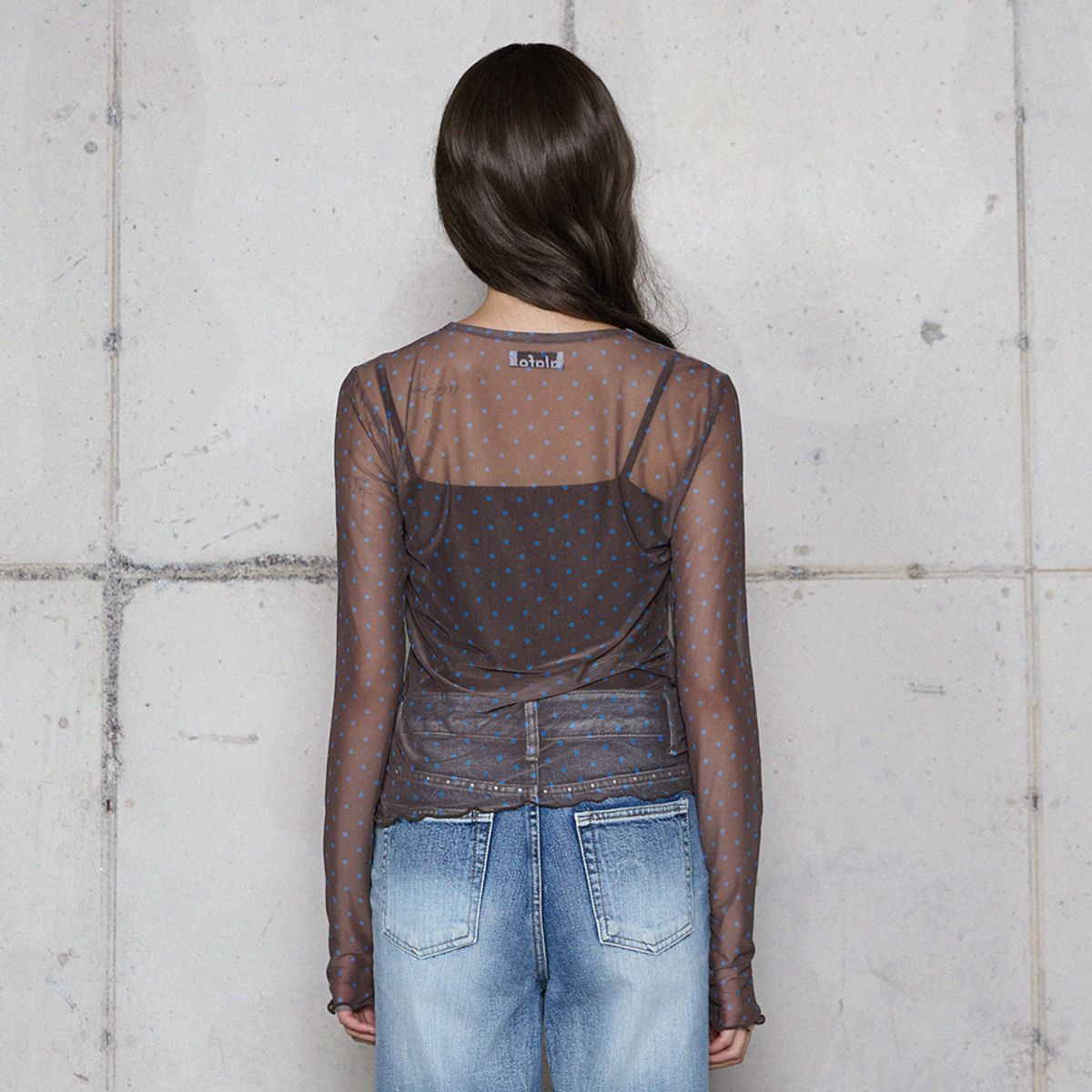 라라폭스(LALAFOX) MESH DOT TOP BROWN 도트 탑 BR4CL013