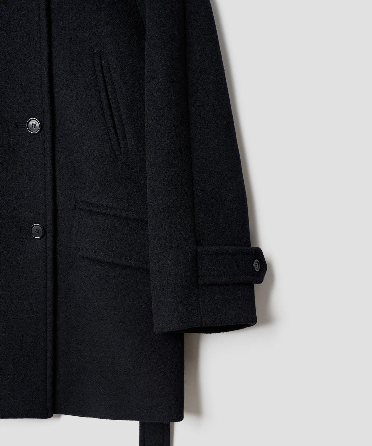 튜드먼트(TTUDEMENT) BELTED HIGHNECK WOOL COAT BLACK