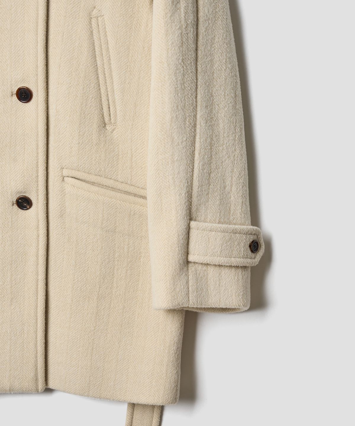 튜드먼트(TTUDEMENT) BELTED HIGHNECK WOOL COAT CREAM