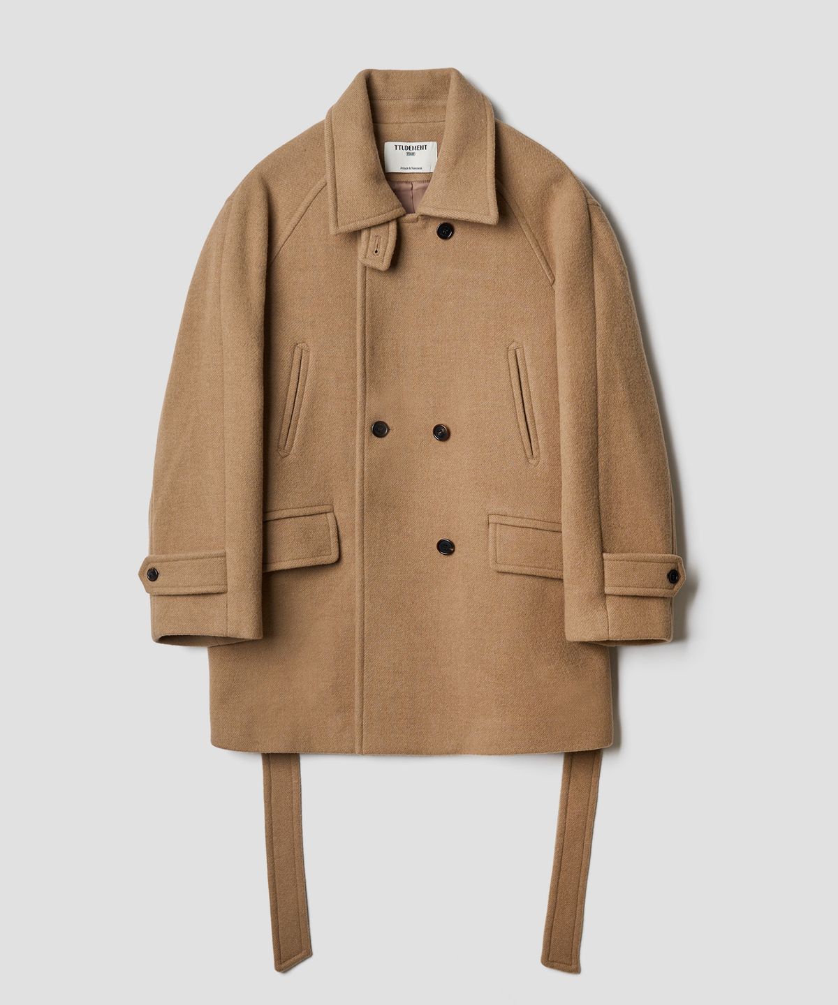 튜드먼트(TTUDEMENT) BELTED HIGHNECK WOOL COAT CAMEL