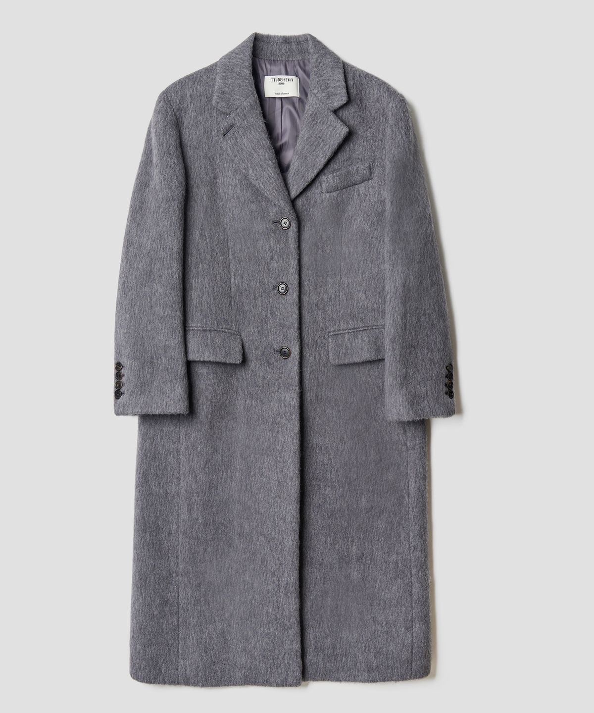 튜드먼트(TTUDEMENT) ALPACA SINGLE LONG COAT MELANGE GREY