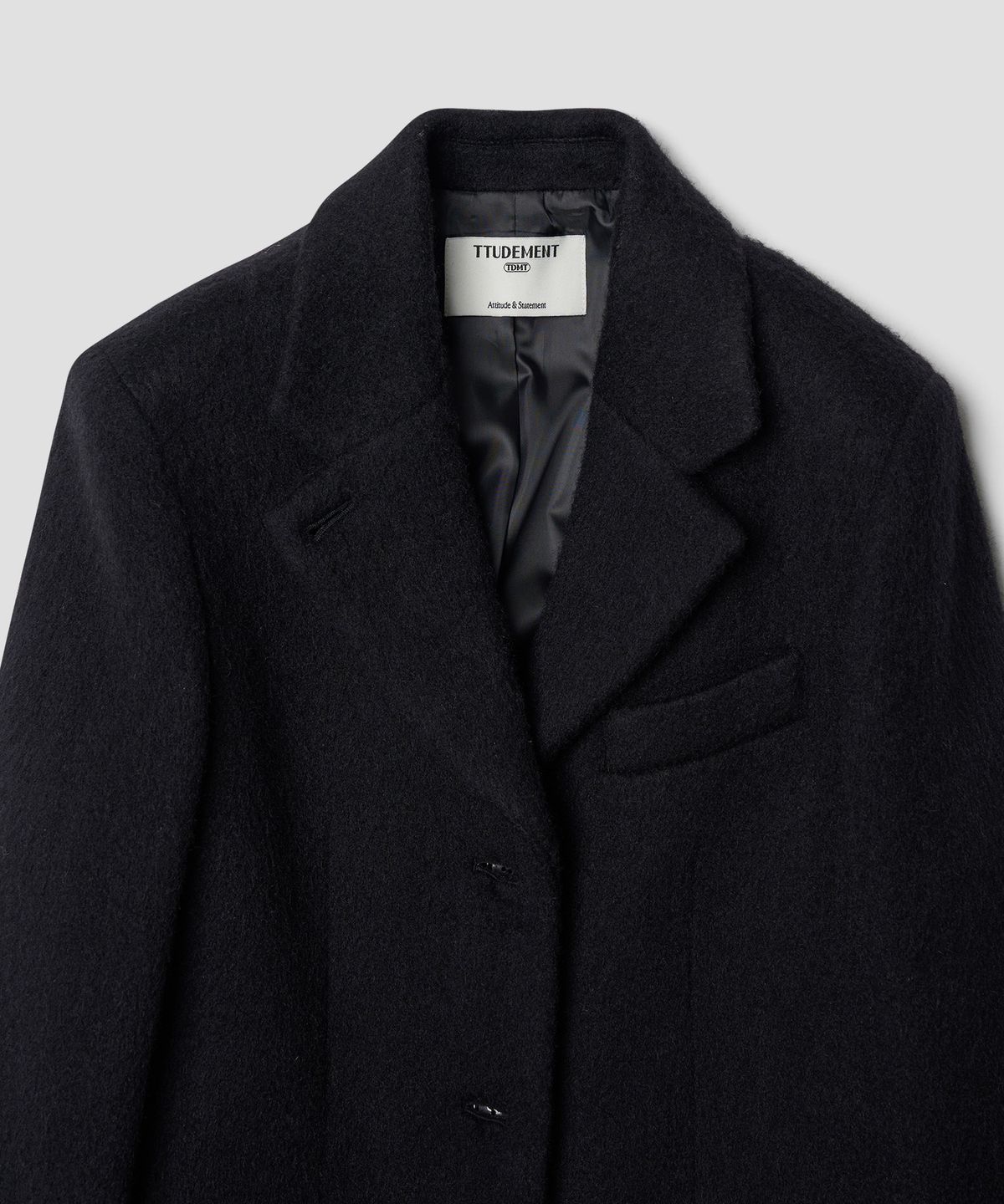 튜드먼트(TTUDEMENT) ALPACA SINGLE LONG COAT BLACK