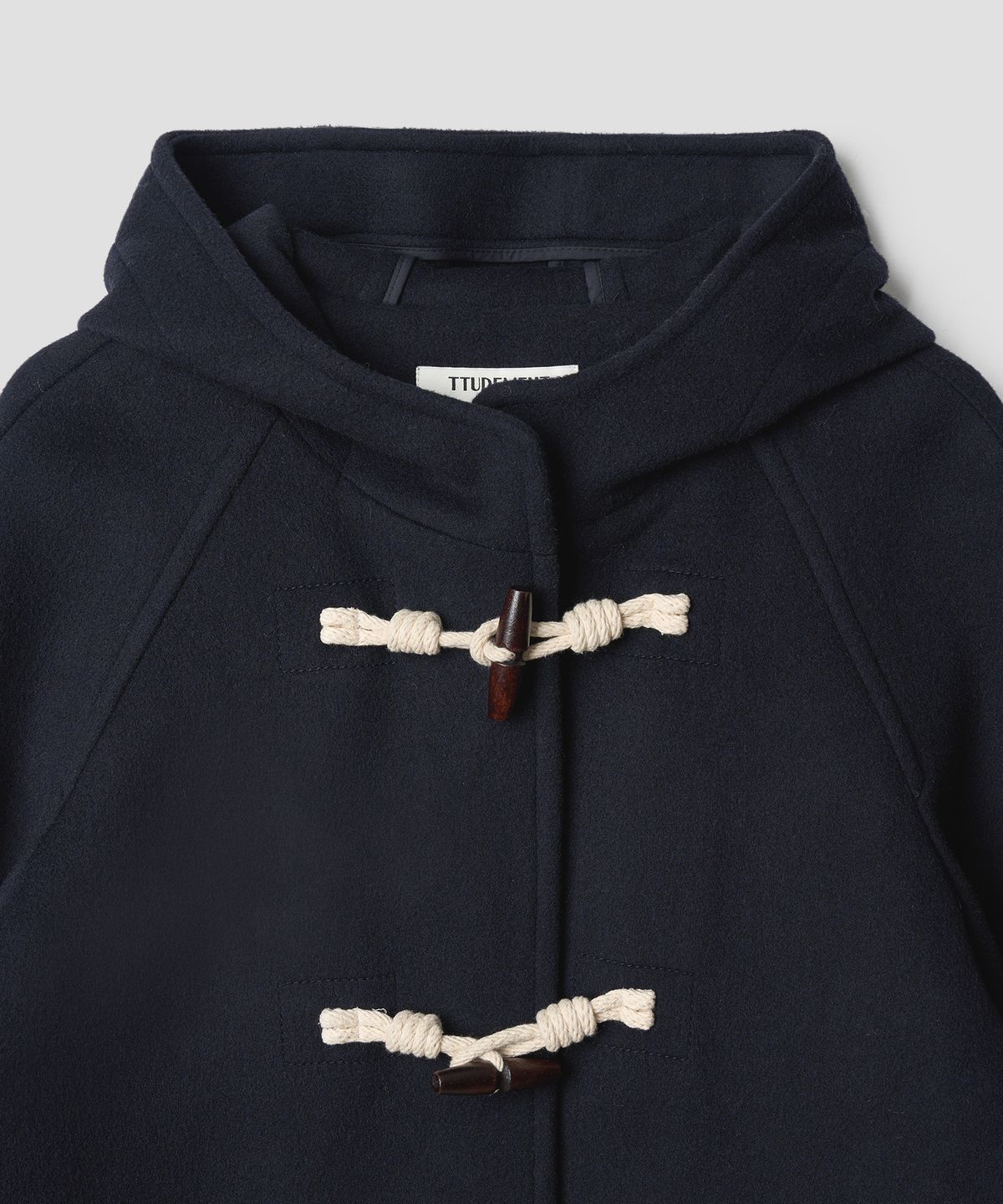 튜드먼트(TTUDEMENT) WOOL HOODED DUFFLE COAT NAVY